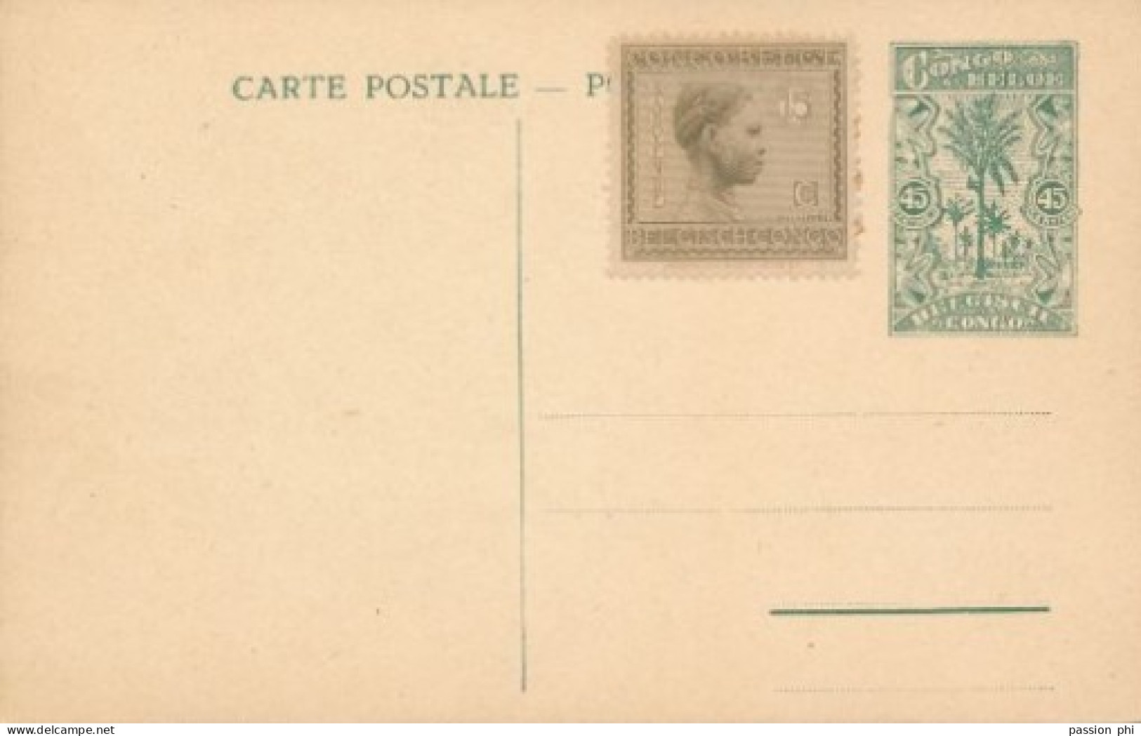 BELGIAN CONGO  PPS SBEP 66 VIEW 45 UNUSED - Stamped Stationery
