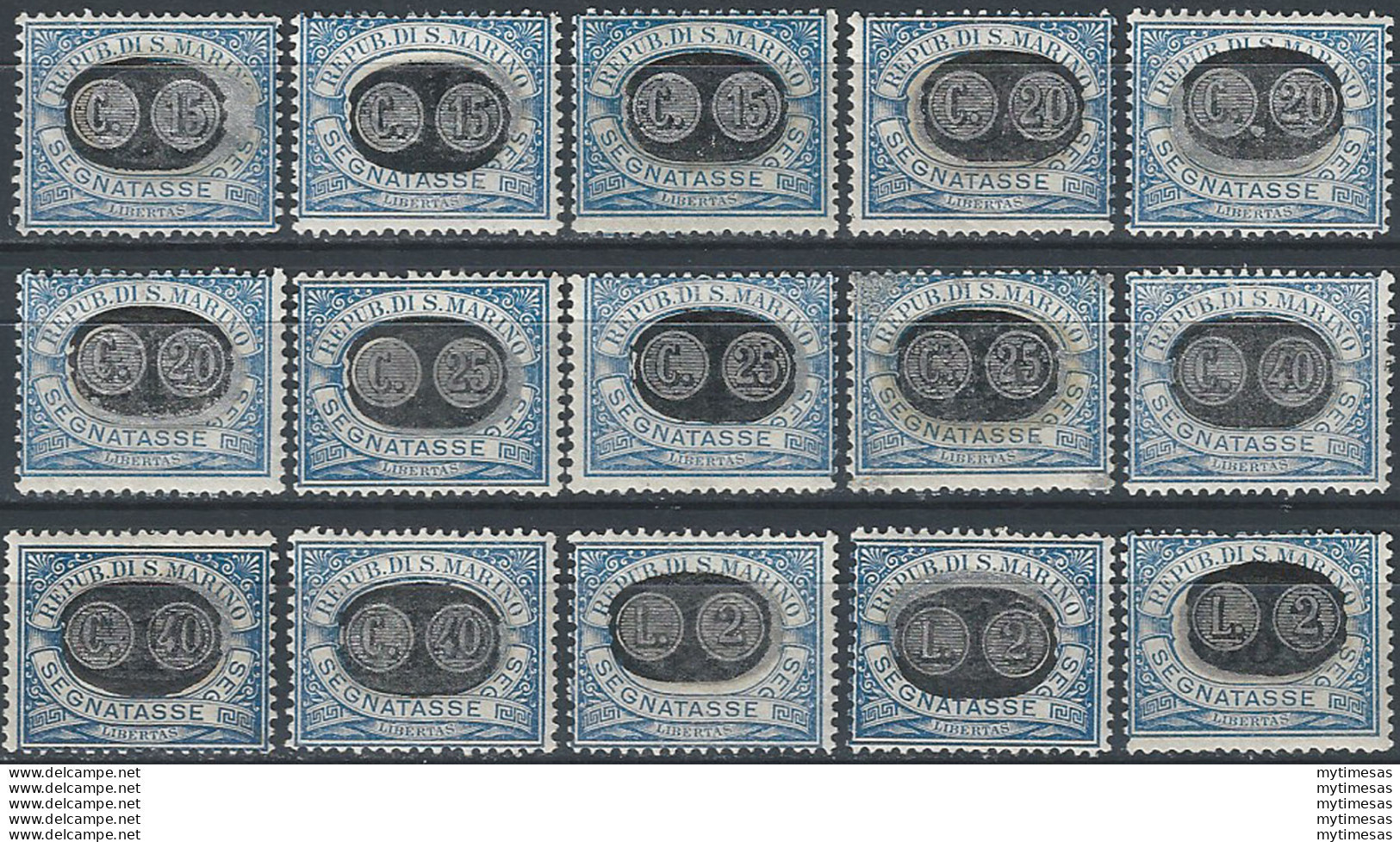 1931 San Marino Segnatasse 15v. MNH Sassone N. 32/46 - Altri & Non Classificati