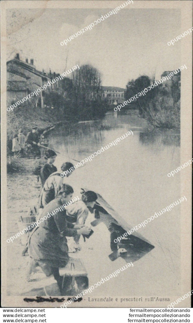 Bg16 Cartolina Cervignano Lavandaie E Pescatori Sull'aussa  Provincia Di Udine - Udine