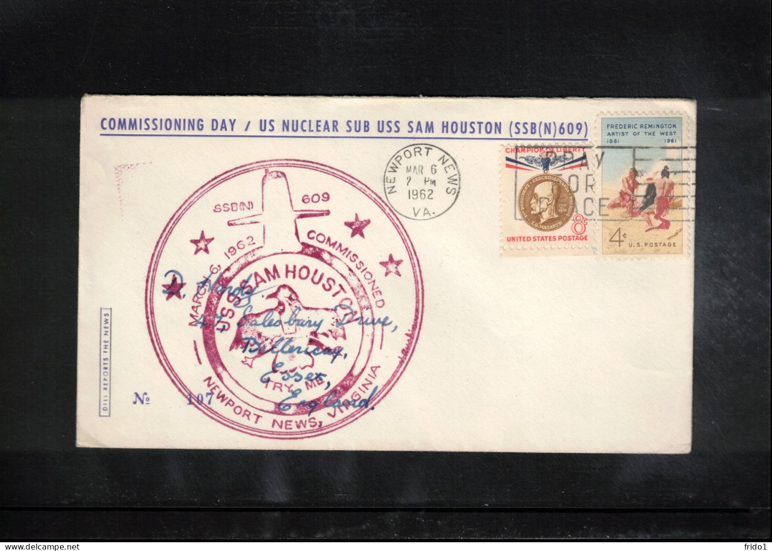 USA 1962 US Nuclear Sumarine USS Sam Houston - Commissioning Day Interesting Cover - Briefe U. Dokumente