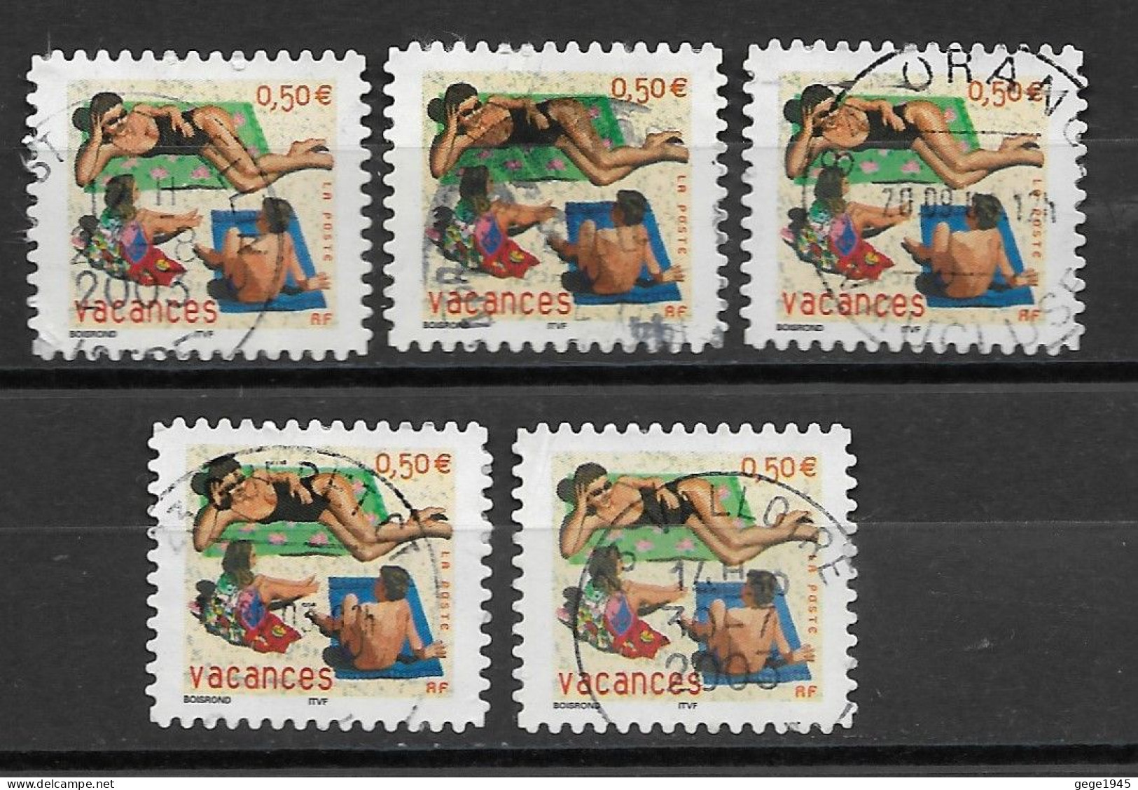 France 2003 Oblitéré  Autoadhésif  N° 35  Ou  N° 3578  Vacances   ( 5  Exemplaires ) - Used Stamps