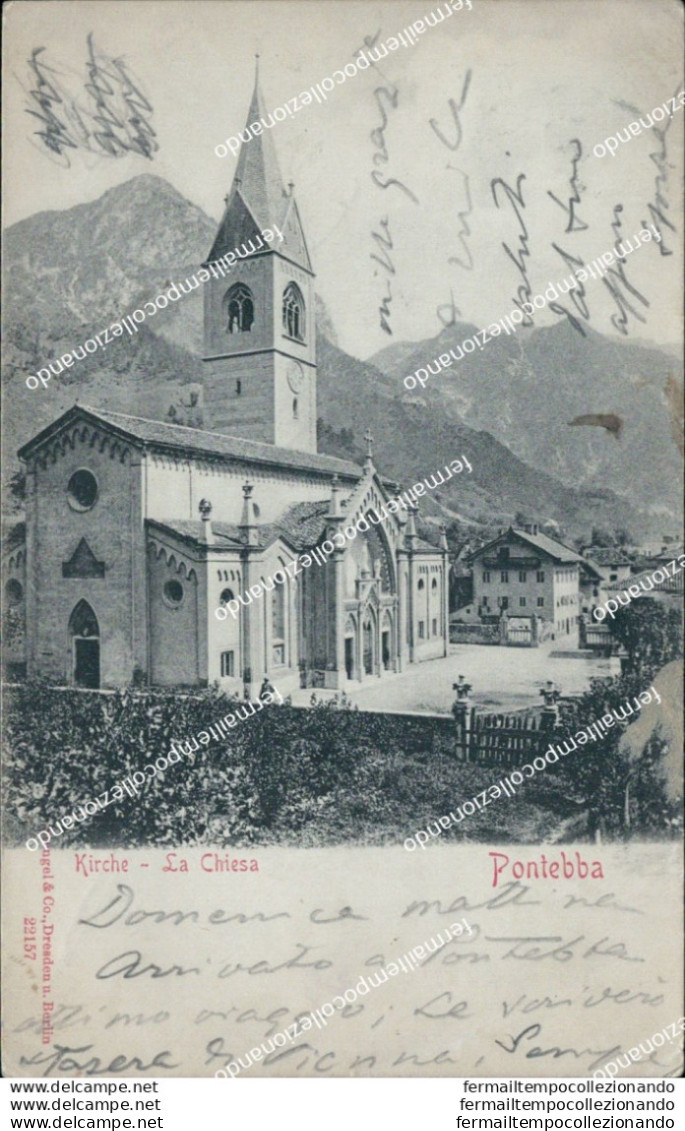 Bg525 Cartolina Pontebba La Chiesa 1904 Provincia Di Udine - Udine