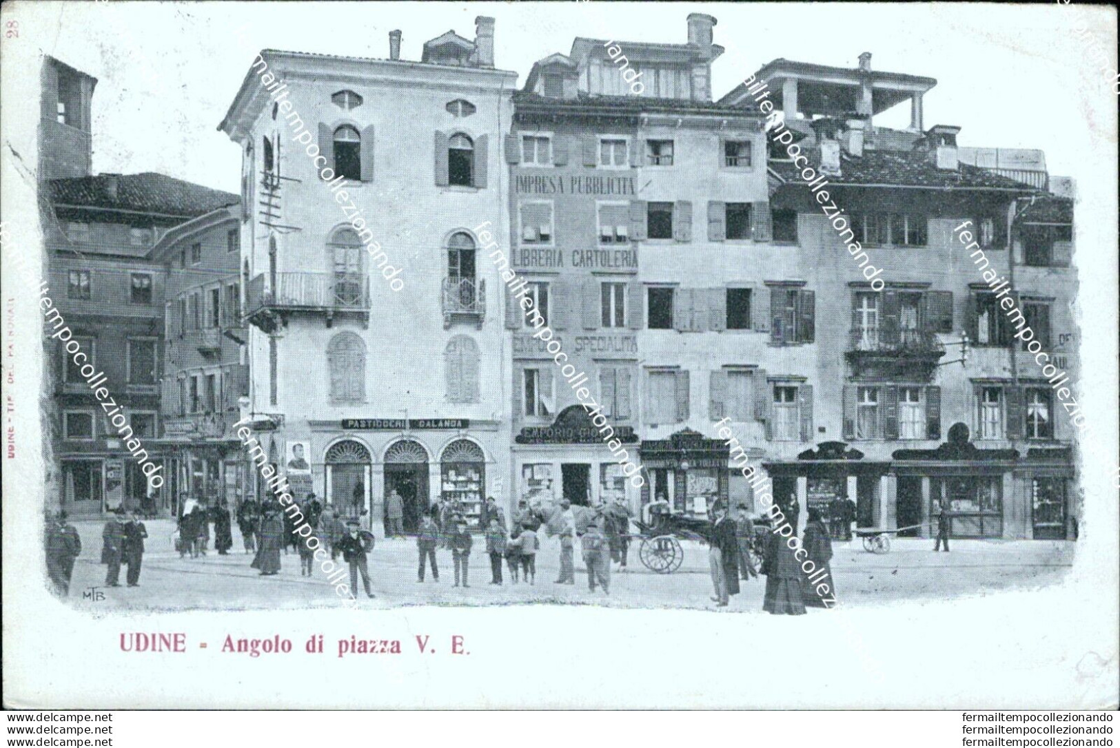 An708 Cartolina  Udine Citta' Angolo Di Piazza Vittorio Emanuele  Bella!1915 - Udine