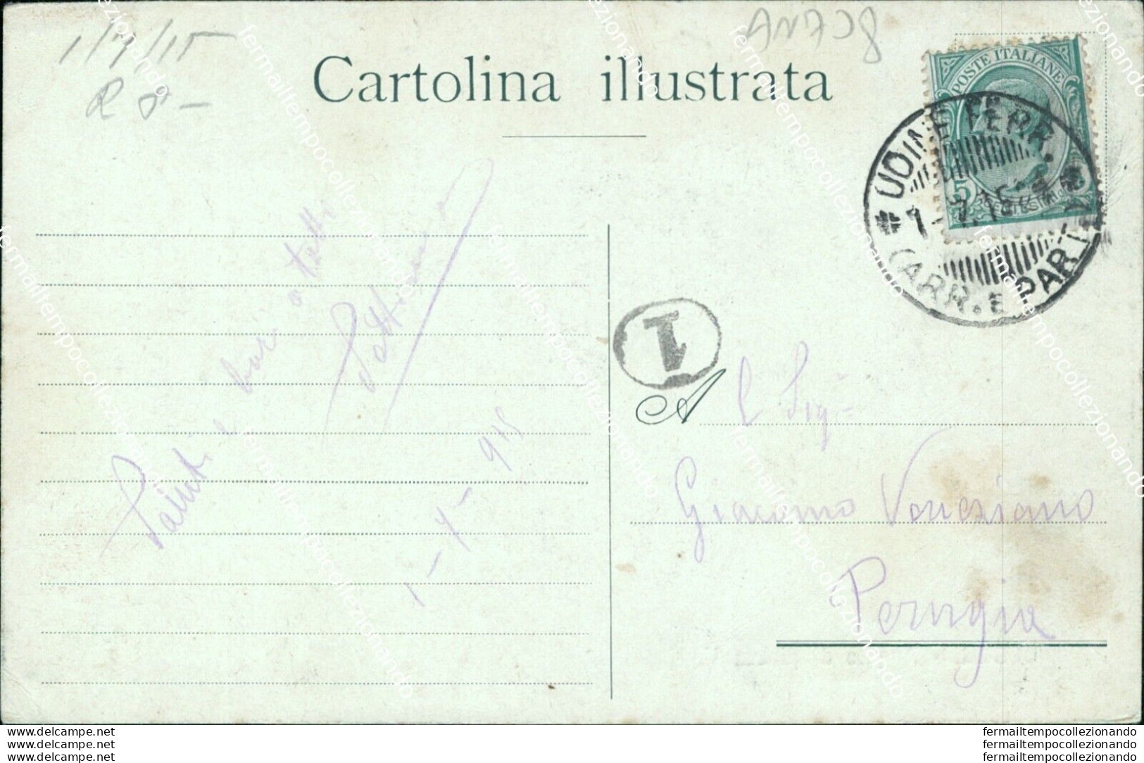 An708 Cartolina  Udine Citta' Angolo Di Piazza Vittorio Emanuele  Bella!1915 - Udine