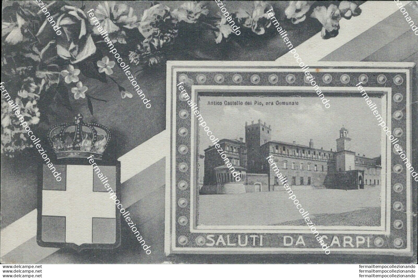 Ba234 Cartolina Saluti Da Carpi Modena Emilia Romagna 1909 Bella!! - Modena