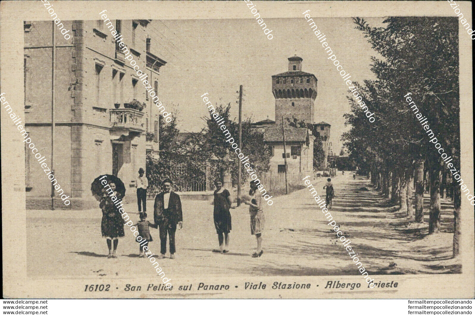 Ba239 Cartolina San Felice Sul Panaro Viale Stazione Albergo Trieste Modena - Modena