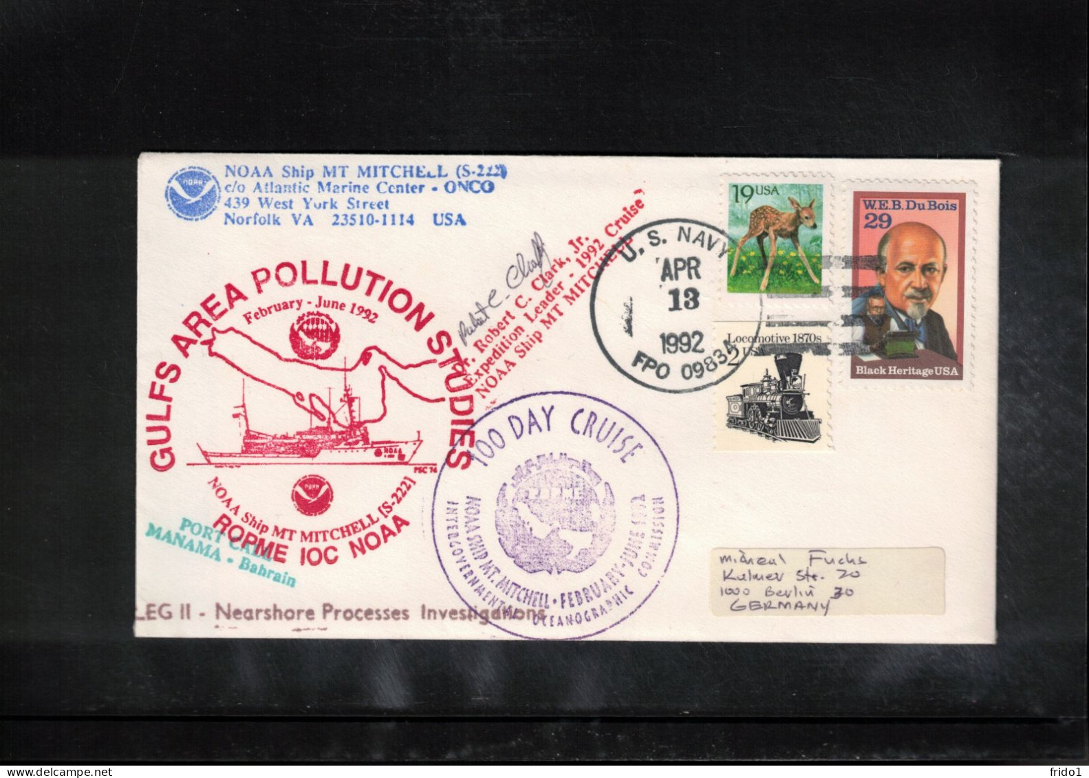 USA 1992 NOAA Ship MT Mitchell - Gulfs Area Pollution Studies Interesting Cover - Covers & Documents