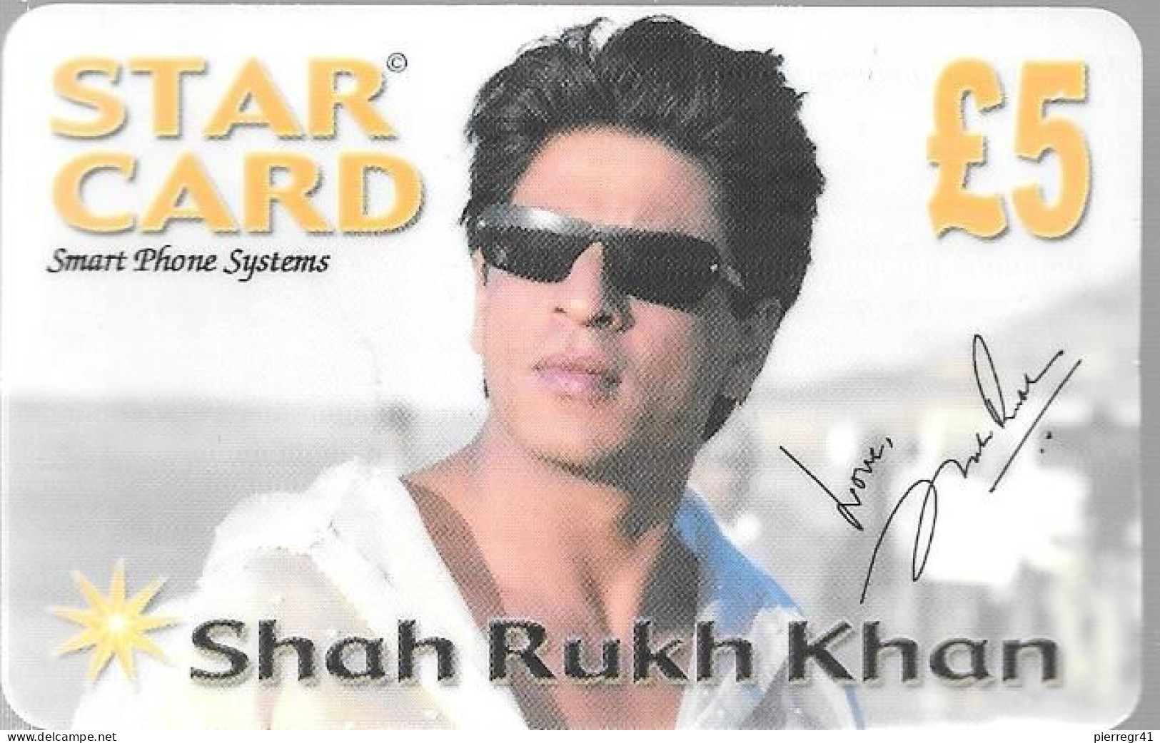 CARTE-PREPAYEE-GB-STARCARD-5£-ACTEUR INDIEN SRK-SHAH RUKH KHAN-Gratté-TBE - Cinéma