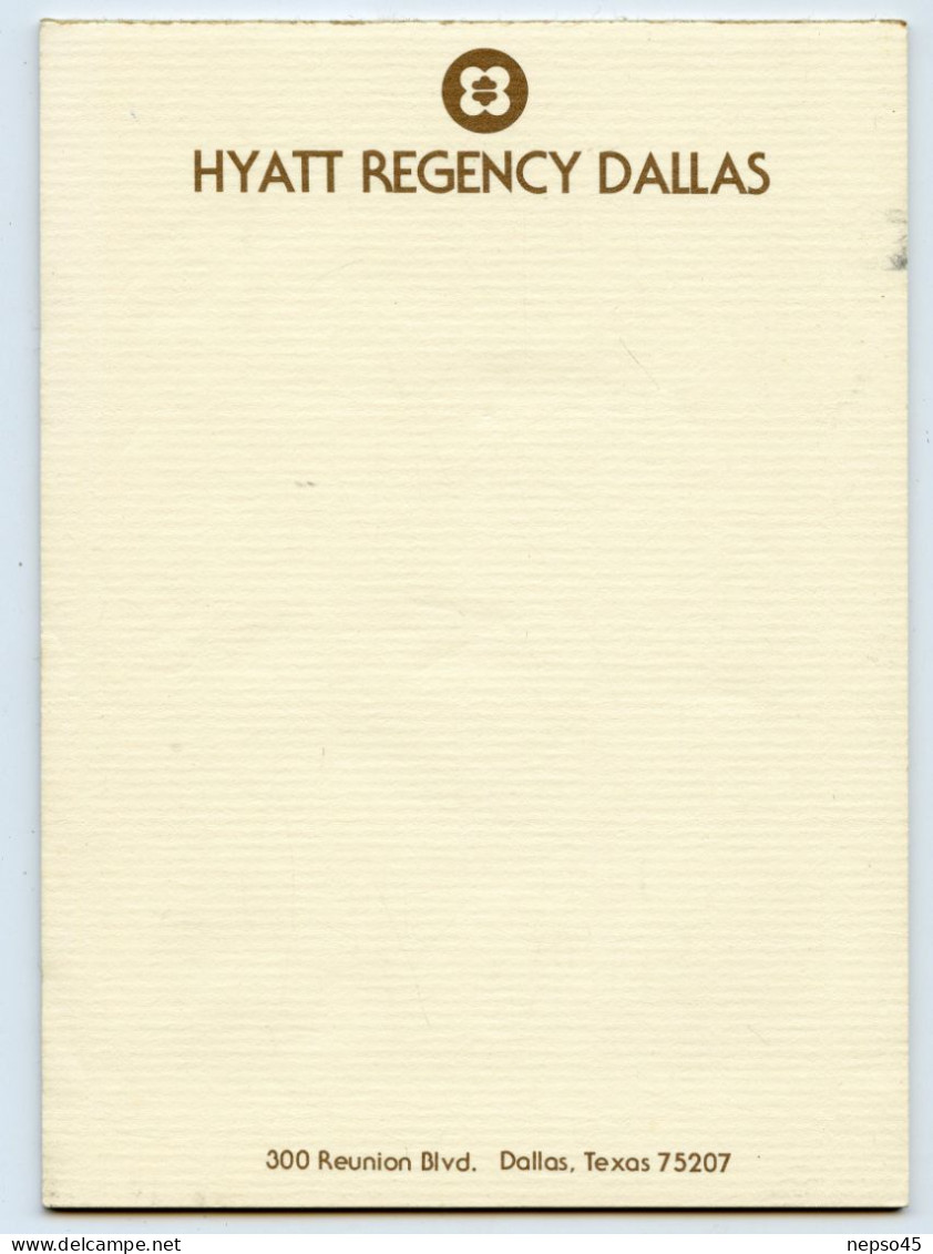 Bloc-Note Publicitaire.Hôtel Restaurant Hyatt Regency Dallas.U.S.A. Amérique. - Autres & Non Classés