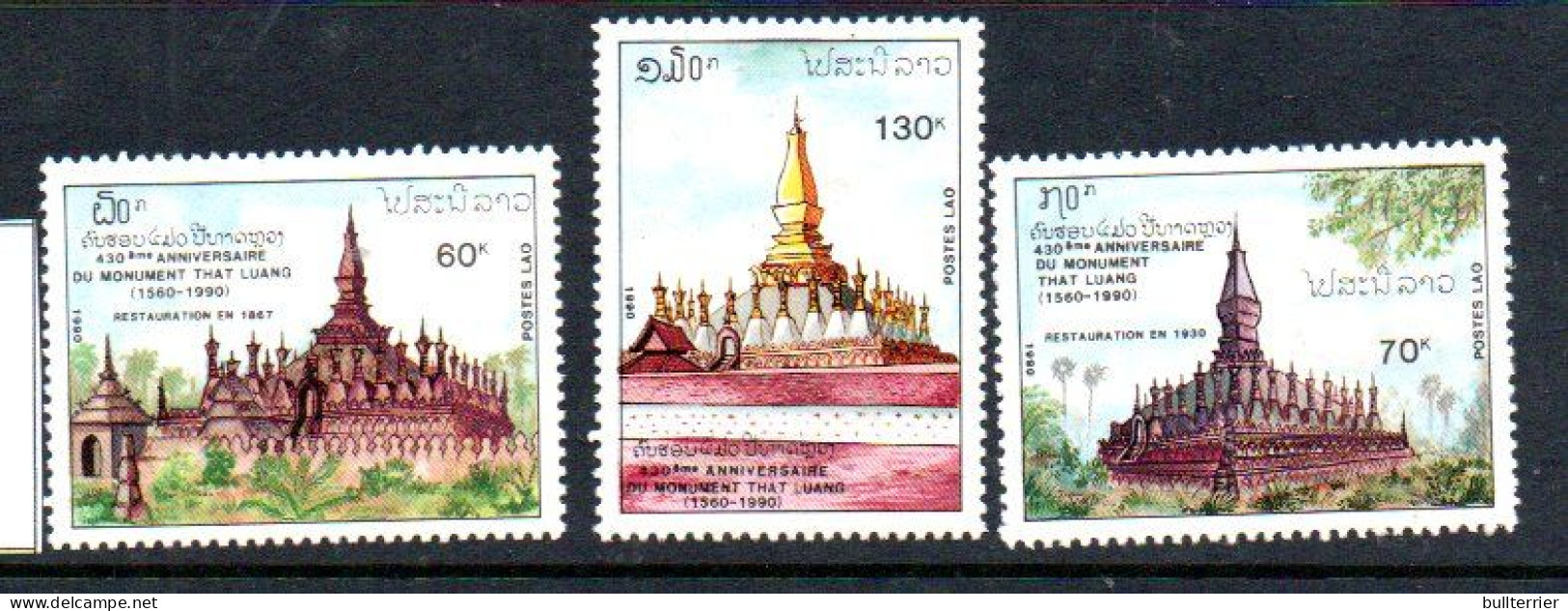 LAOS - 1990 -THAT LUENG SET OF 3  MINT NEVER HINGED - Laos