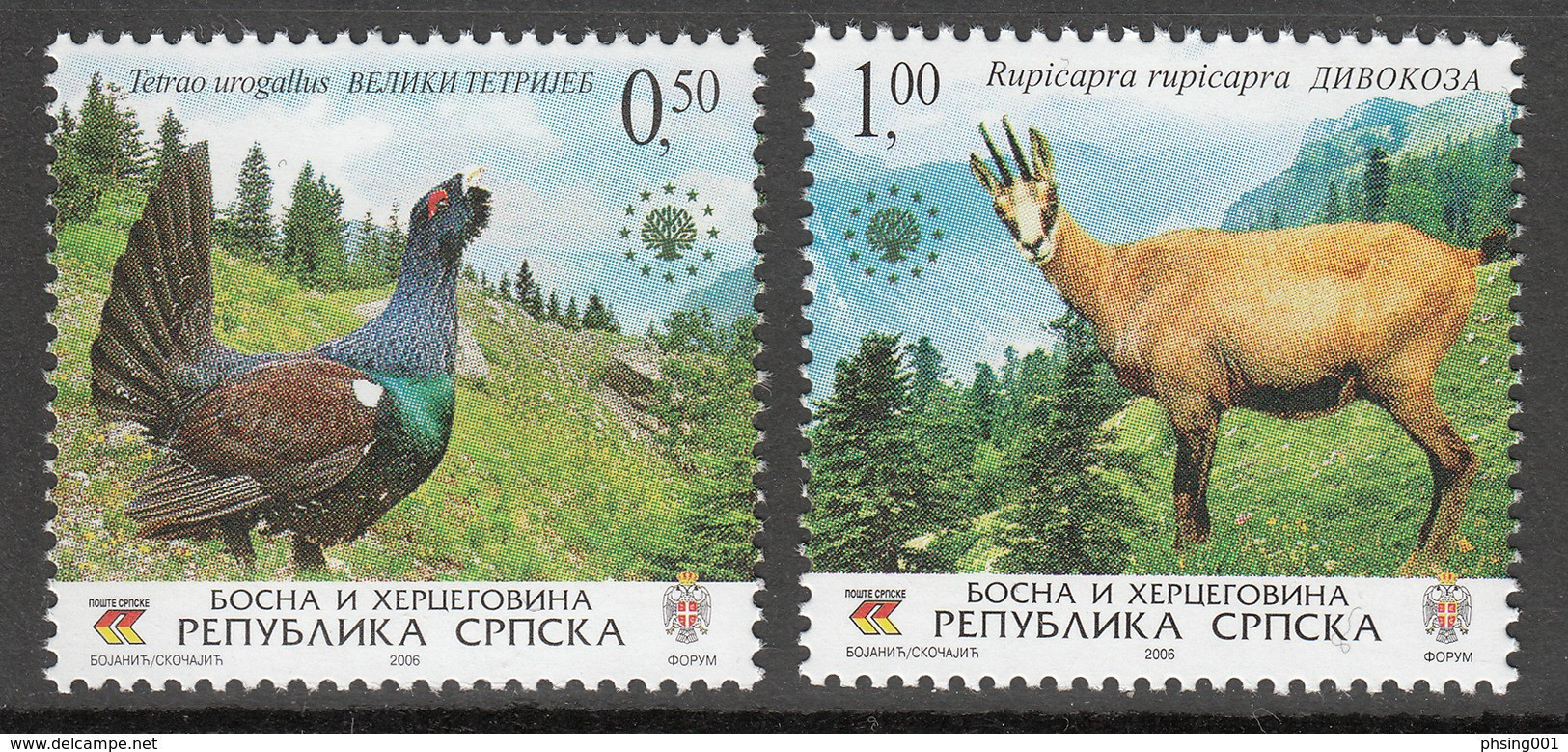 Bosnia Serbia 2006 Europa Nature Protection Fauna Blackcock Birds Chamois, Set MNH - Bosnie-Herzegovine