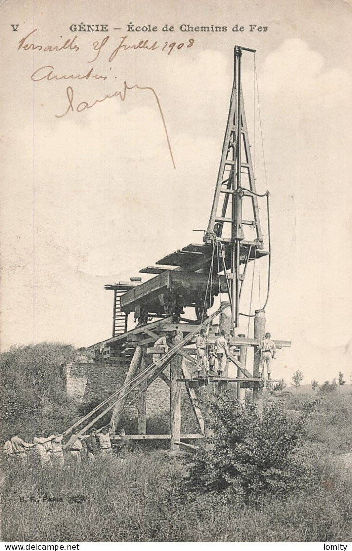 Militaire Régiment Du Génie école De Chemins Chemin De Fer CPA Versailles 5e Génie 1908 - Regimenten