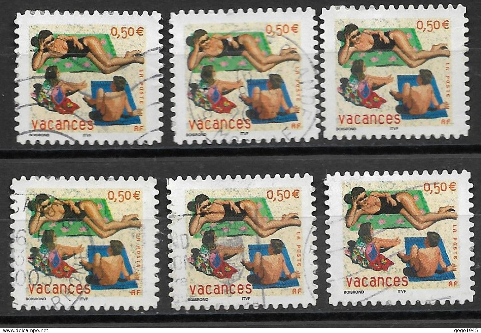 France 2003 Oblitéré  Autoadhésif  N° 35  Ou  N° 3578  Vacances   ( 6  Exemplaires ) - Used Stamps