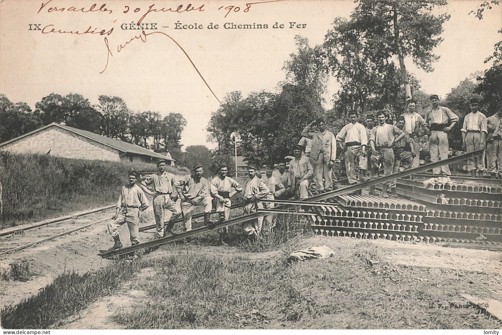 Militaire Régiment Du Génie école De Chemins Chemin De Fer CPA Versailles 5e Génie 1908 - Régiments