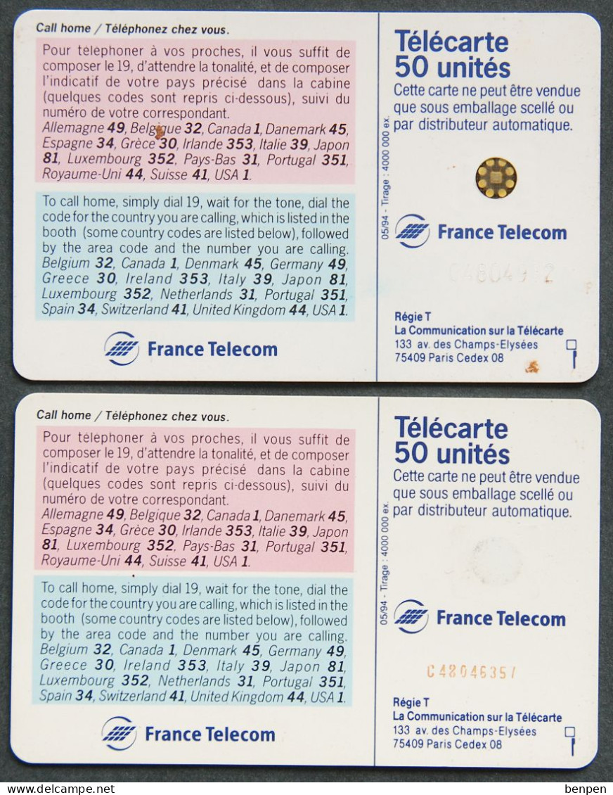 Télécartes CALL HOME Téléphonez Chez Vous 1994 50U Régie T Avenue Champs Elysées France Télécom - Zonder Classificatie