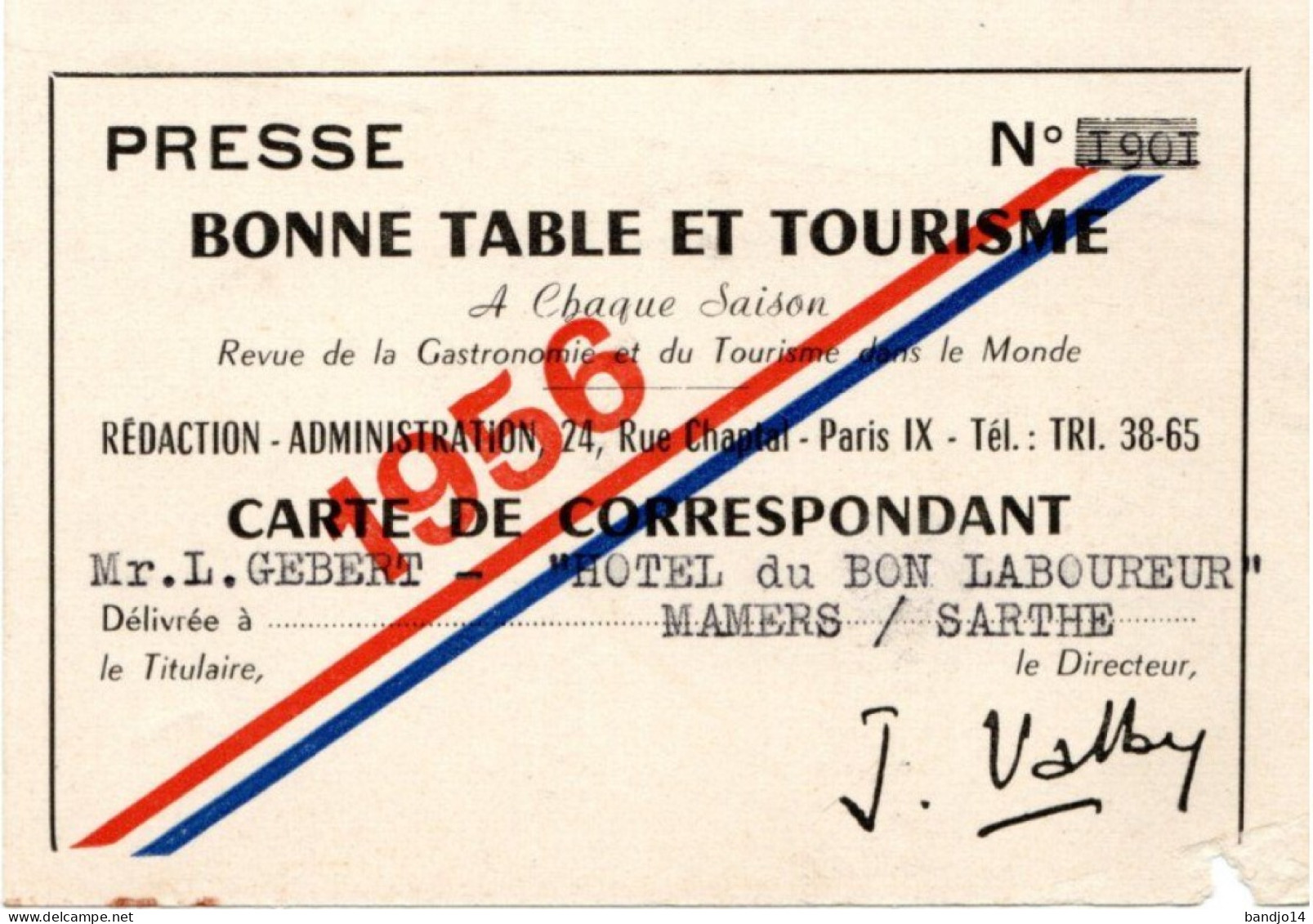 Sarthe - Mamers- Hôtel Du Bon Laboureur - Ensemble De Documents Années 1940 - 1950 - Non Classés