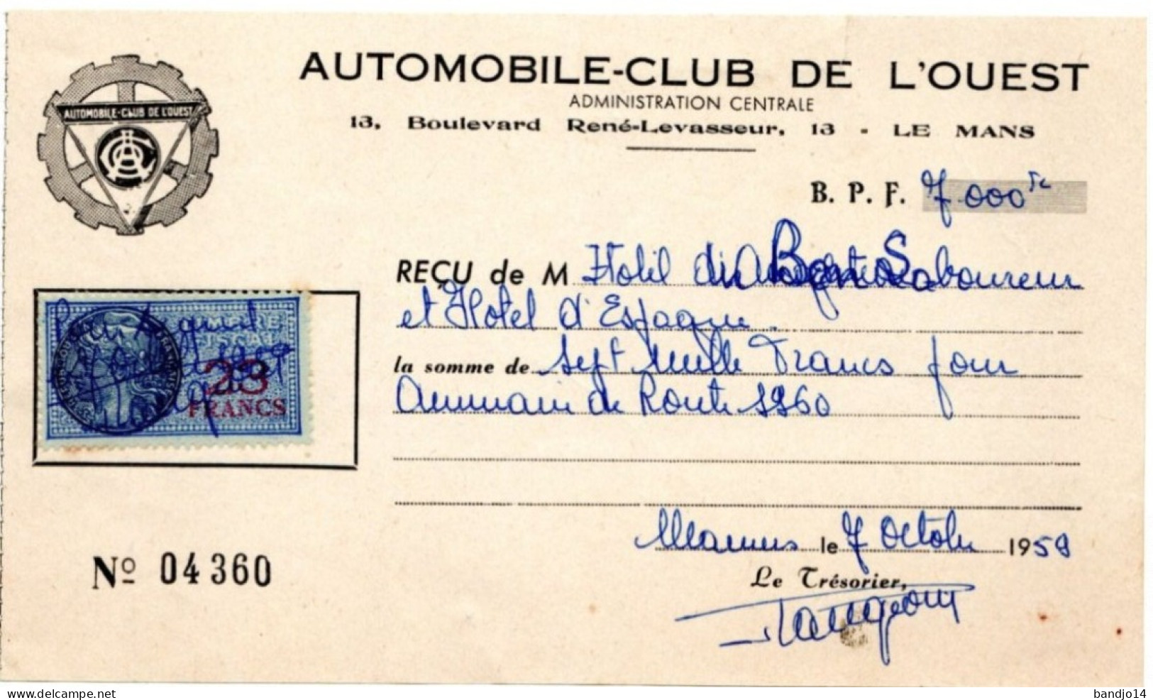 Sarthe - Mamers- Hôtel Du Bon Laboureur - Ensemble De Documents Années 1940 - 1950 - Ohne Zuordnung