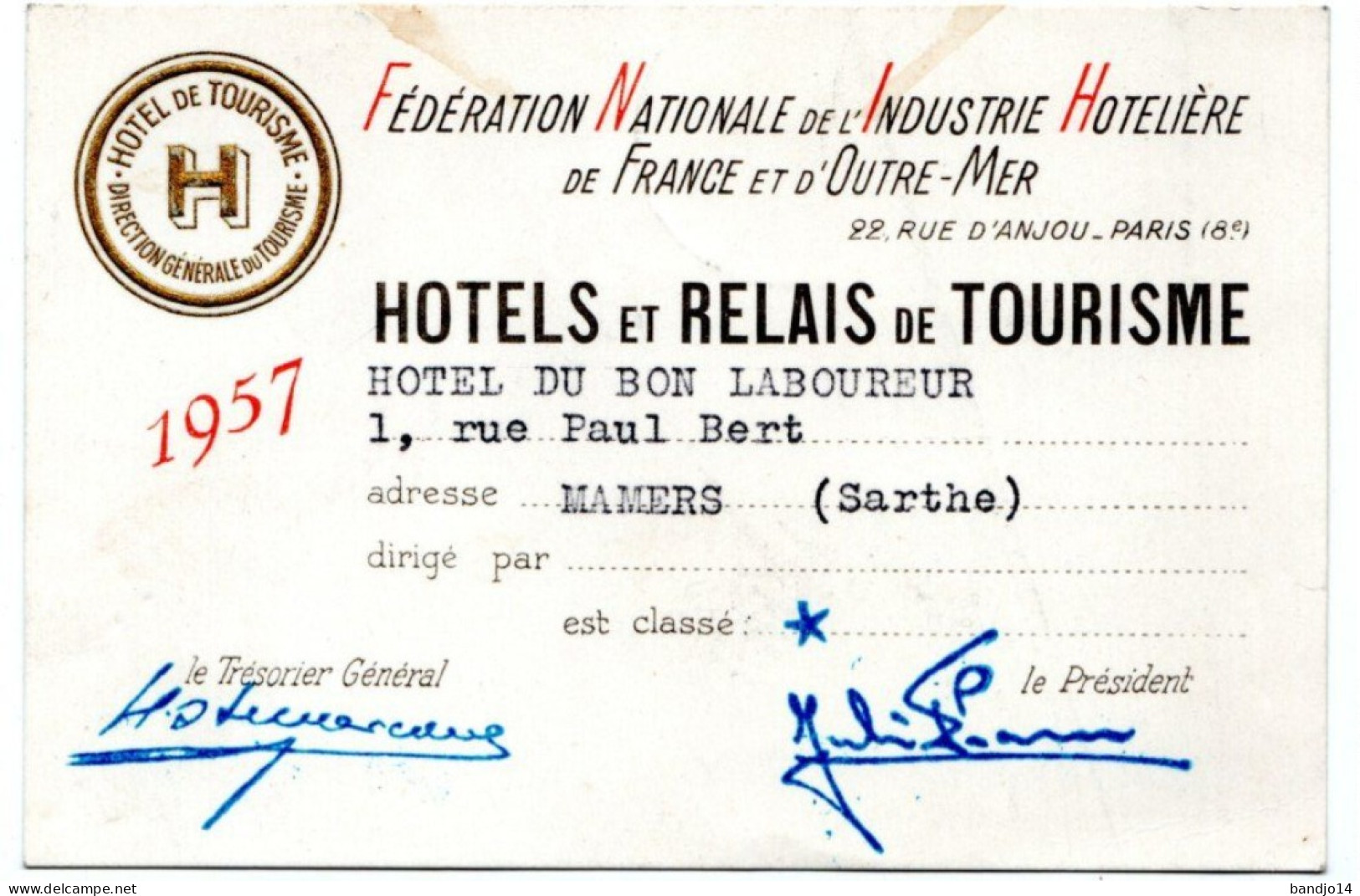 Sarthe - Mamers- hôtel du bon laboureur - ensemble de documents années 1940 - 1950