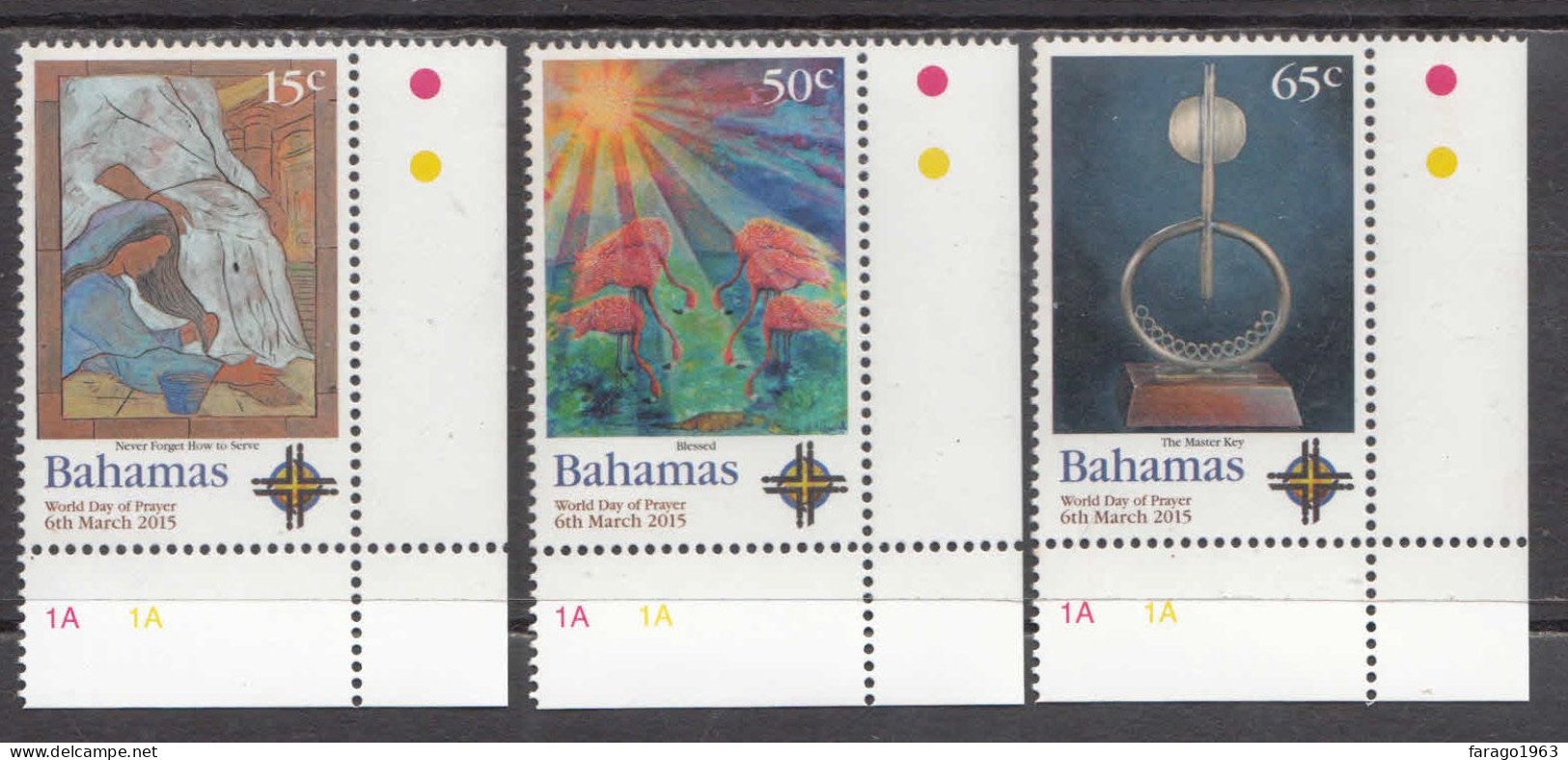 2015 Bahamas World Day Of Prayer Religion Complete Set Of 3 MNH - Bahamas (1973-...)