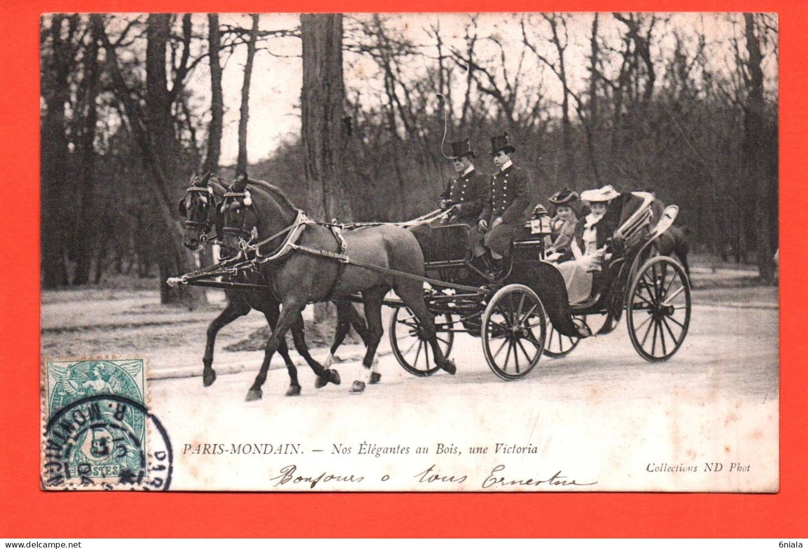 PARIS MONDAIN  Nos Elégantes Au Bois, Une Victoria   ( 2 Scans) Couple  Chevaux, Chapeaux  ) F 21502 - Autres & Non Classés