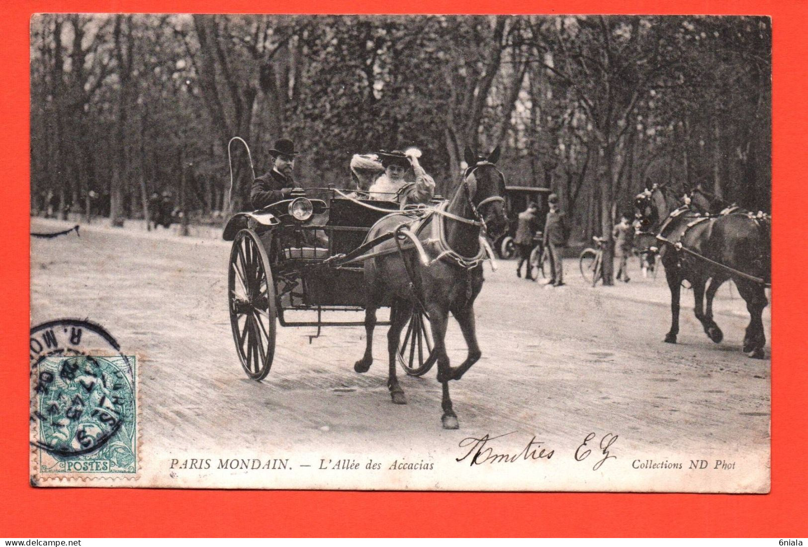 PARIS MONDAIN L'Allée Des Acacias    ( 2 Scans) Couple  Chevaux, Chapeaux  ) F 21501 B - Autres & Non Classés