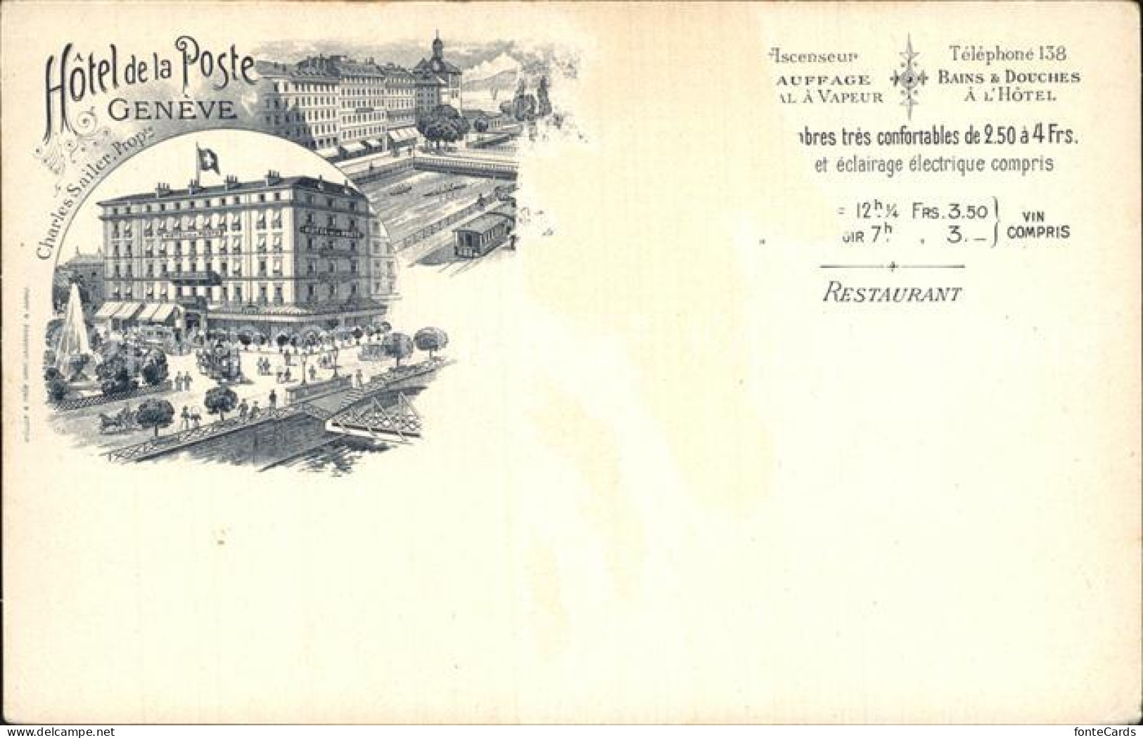 12528927 Geneve GE Hotel De La Poste Litho Geneve - Altri & Non Classificati