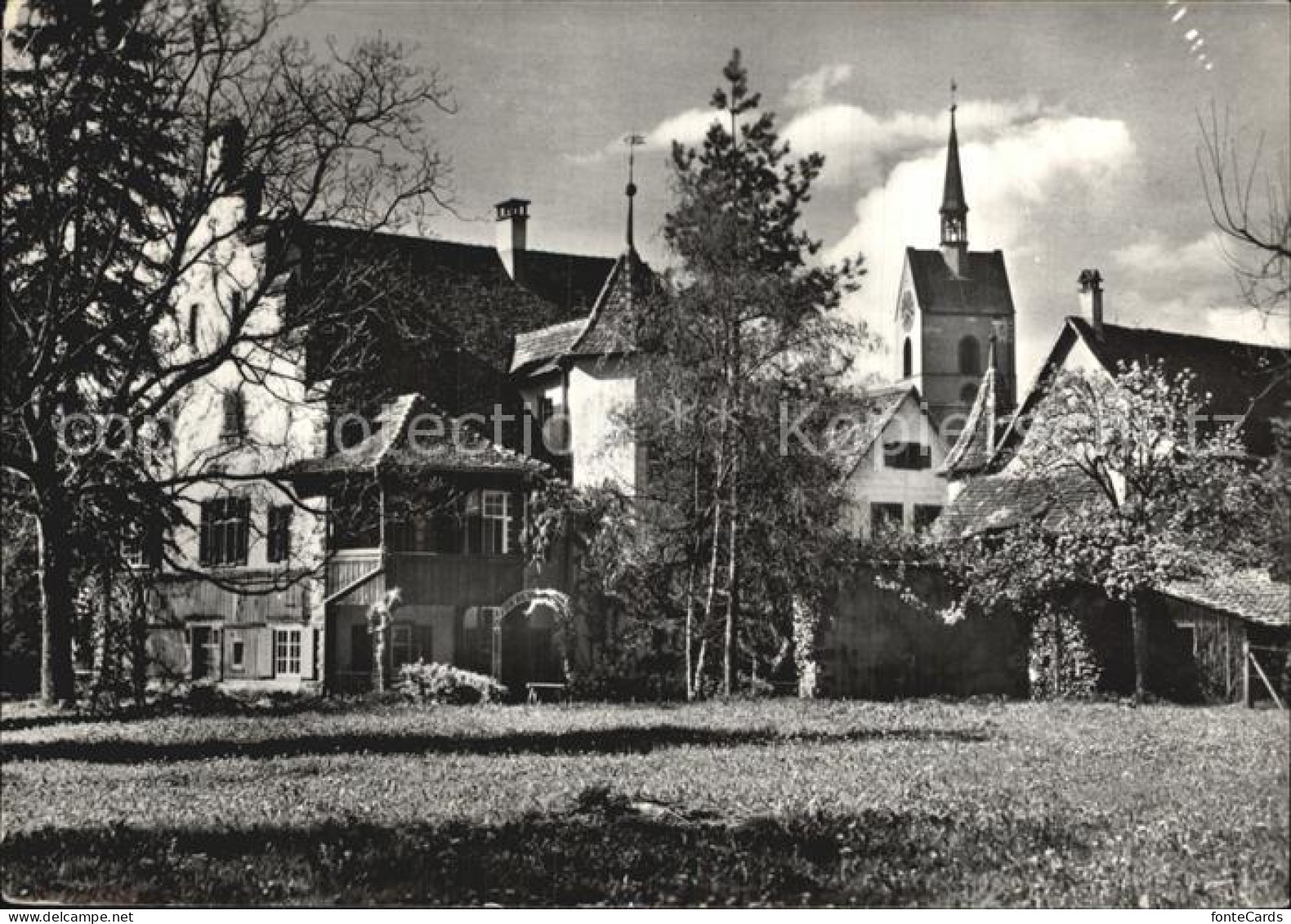 12508797 Riehen Wettsteinhaus Kirchturm Riehen - Sonstige & Ohne Zuordnung