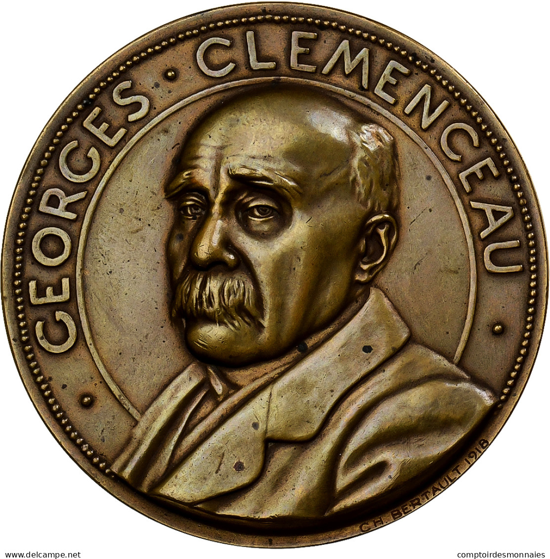 France, Médaille, Hommage De La Patrie à Georges Clémenceau, 1918, Bronze - Andere & Zonder Classificatie