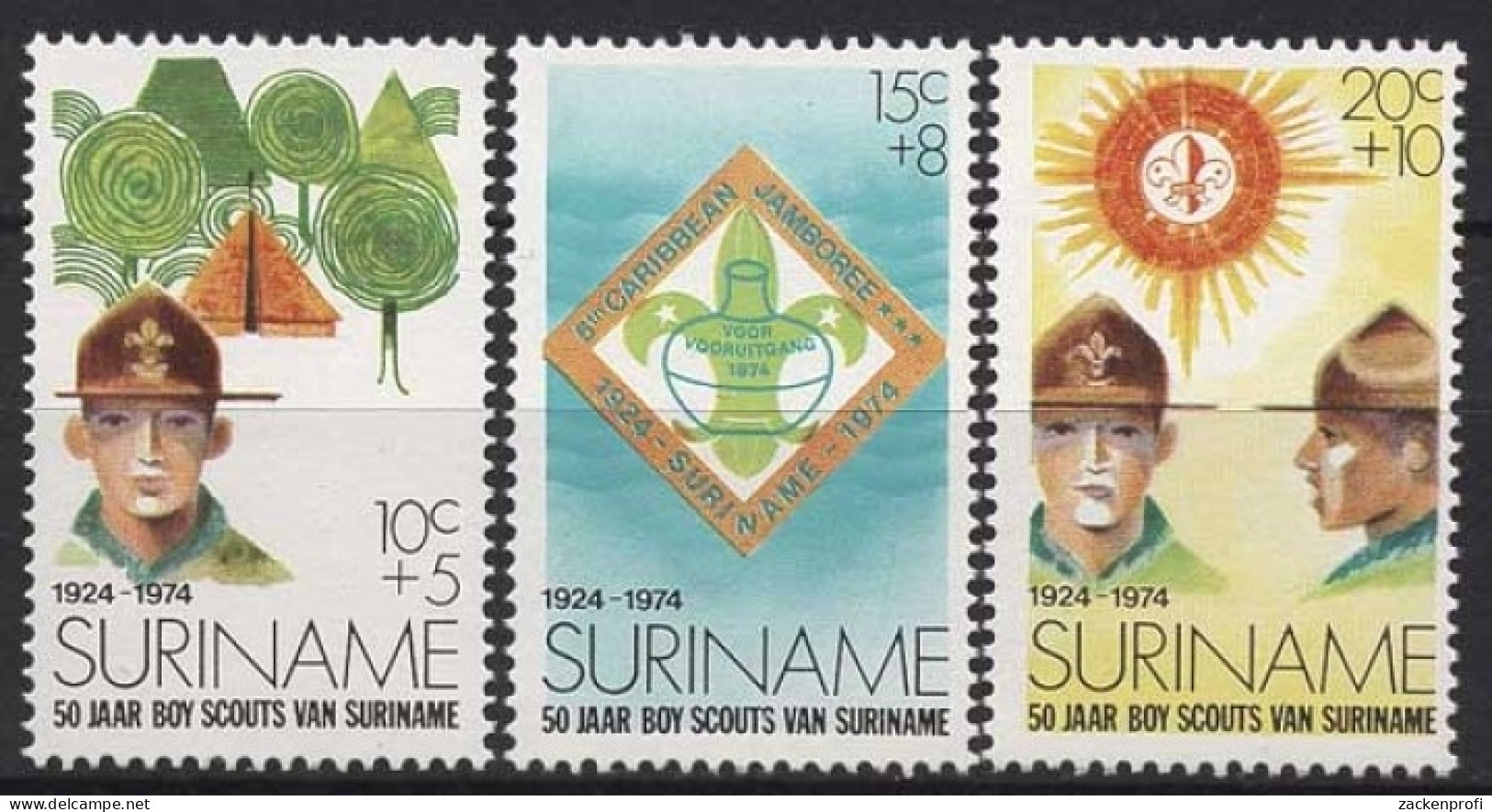 Surinam 1974 50 Jahre Pfadfinderwesen 677/679 Postfrisch - Suriname
