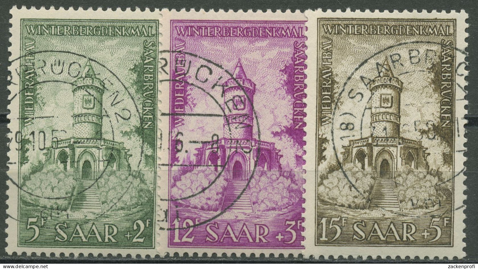 Saarland 1956 Wiederaufbau Saarländischer Denkmäler 373/75 Gestempelt - Unused Stamps