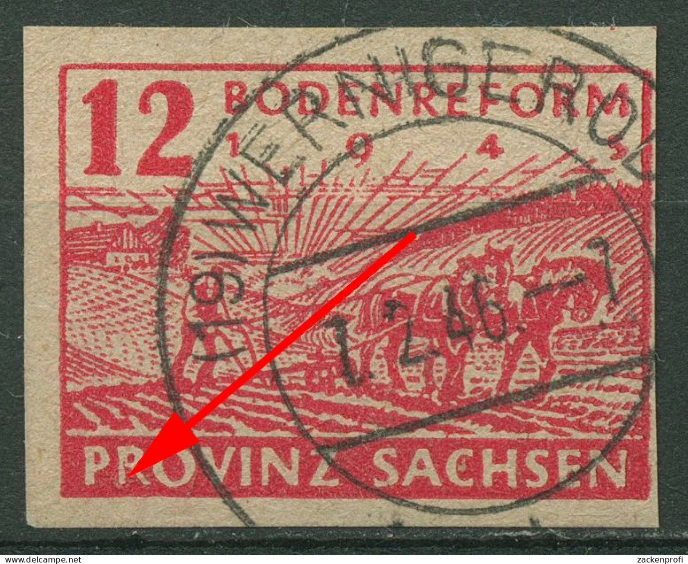 SBZ Provinz Sachsen 1945 Bodenreform Mit Plattenfehler 86 Wa III Gestempelt - Autres & Non Classés