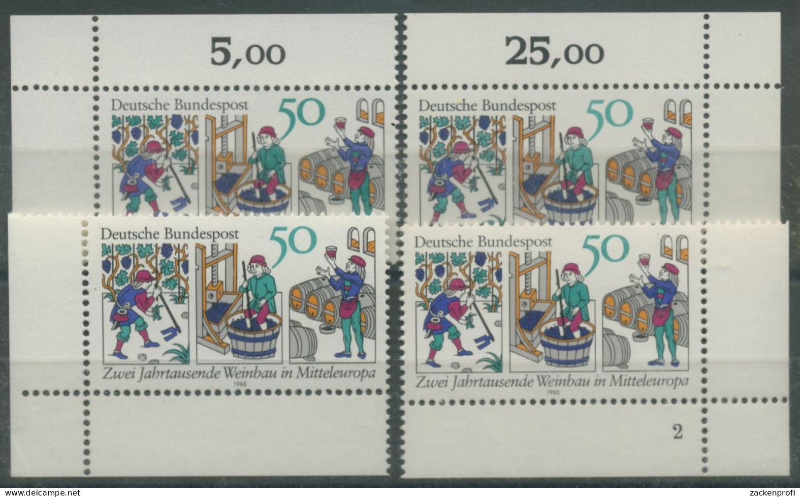 Bund 1980 Weinbau In MItteleuropa 1063 Alle 4 Ecken Postfrisch (E57) - Neufs