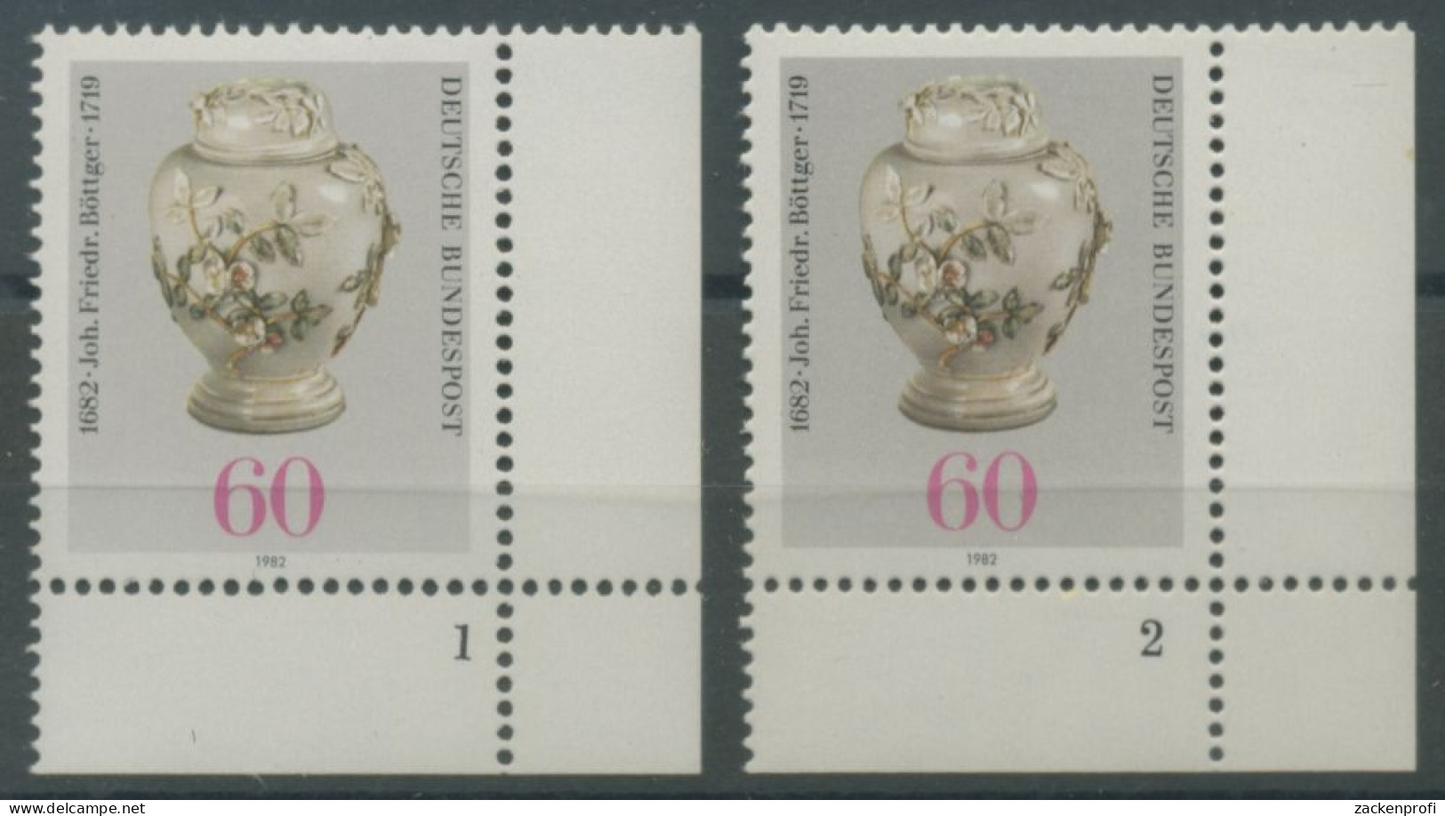 Bund 1982 300. Geb. Johann Friedr. Böttger 1118 Ecke U.rechts FN1+2 Postf.(E127) - Neufs
