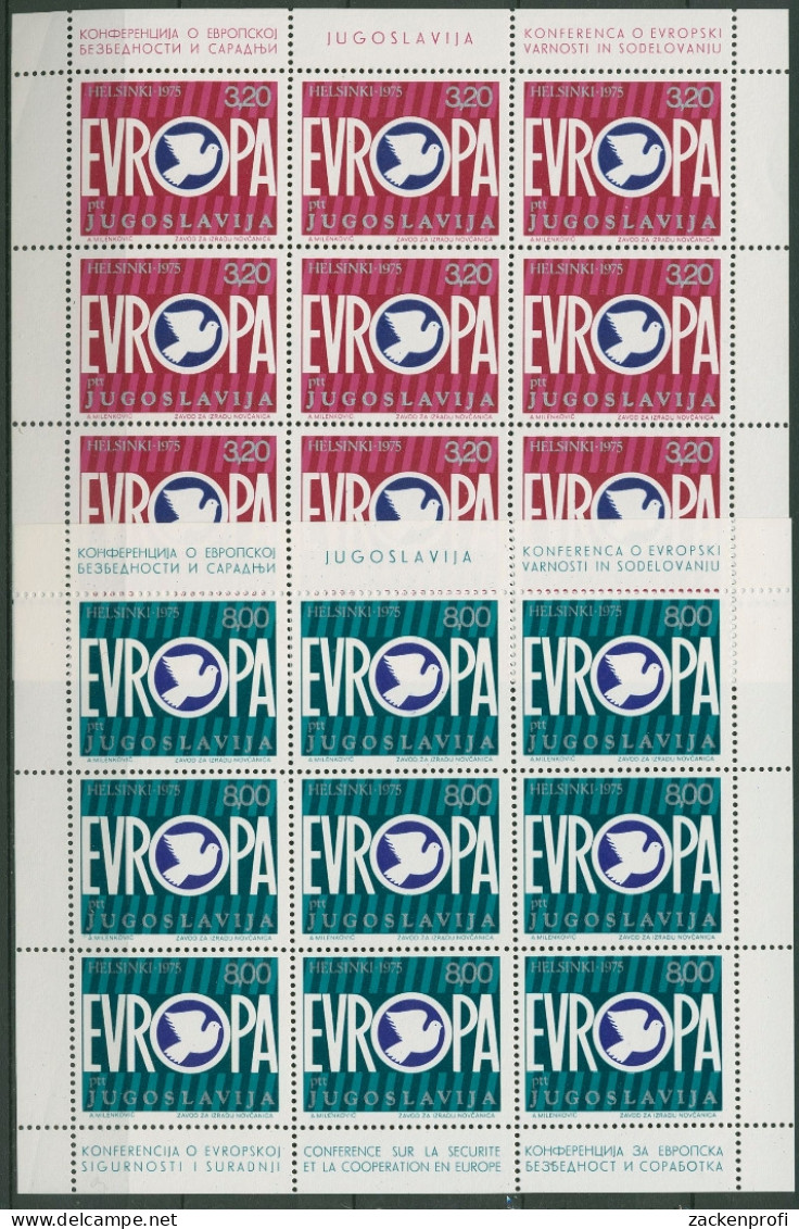 Jugoslawien 1975 KSZE Taube Symbol Kleinbogen 1617/18 K Postfrisch (C93573) - Blocks & Sheetlets