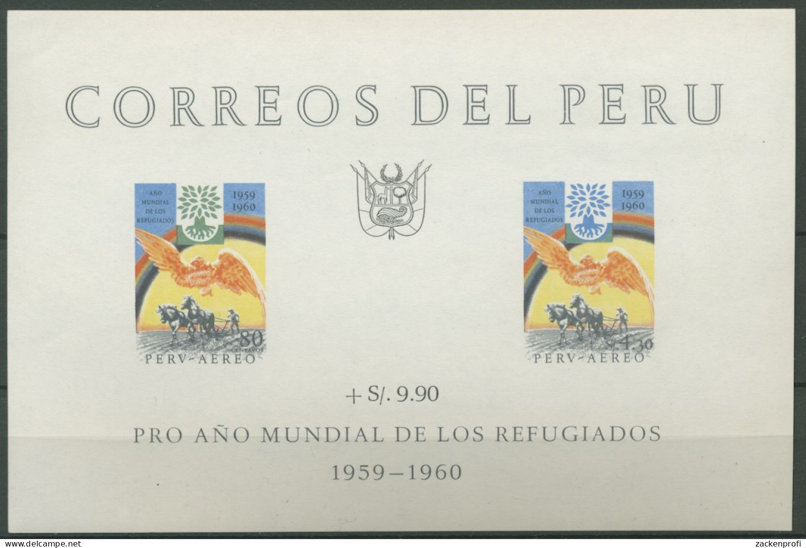 Peru 1960 Weltflüchtlingsjahr Block 3 Postfrisch (C11852) - Perù