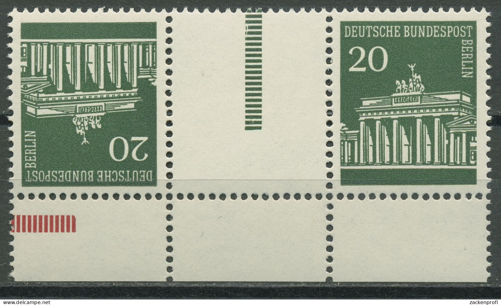 Berlin Zusammendrucke 1970 Br. Tor KZ 4.3 UR (Strl. Stark Verkürzt) Postfrisch - Zusammendrucke