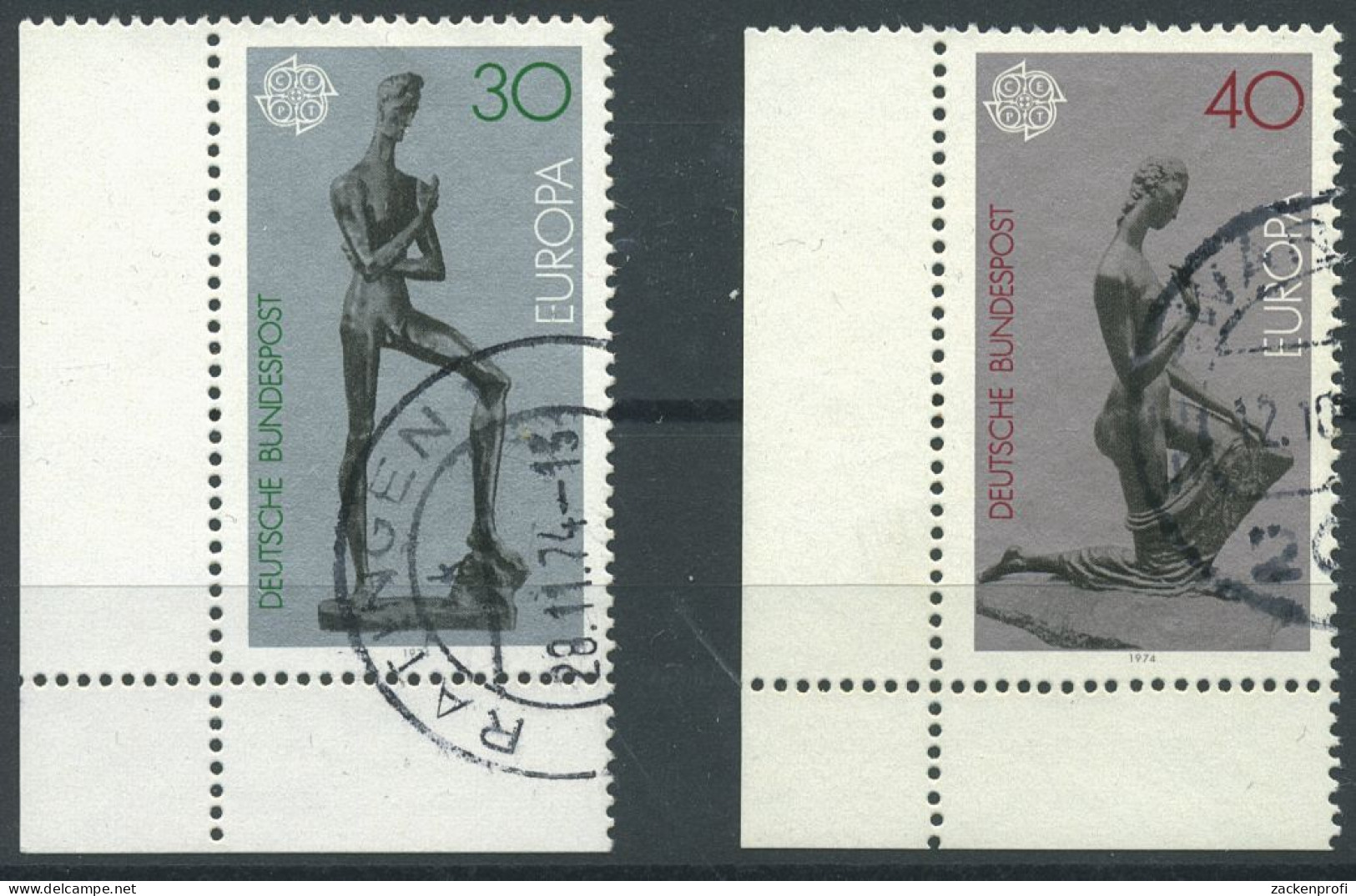 Bund 1974 Europa CEPT Skulpturen 804/05 Ecke 3 Unten Links Gestempelt (E545) - Used Stamps