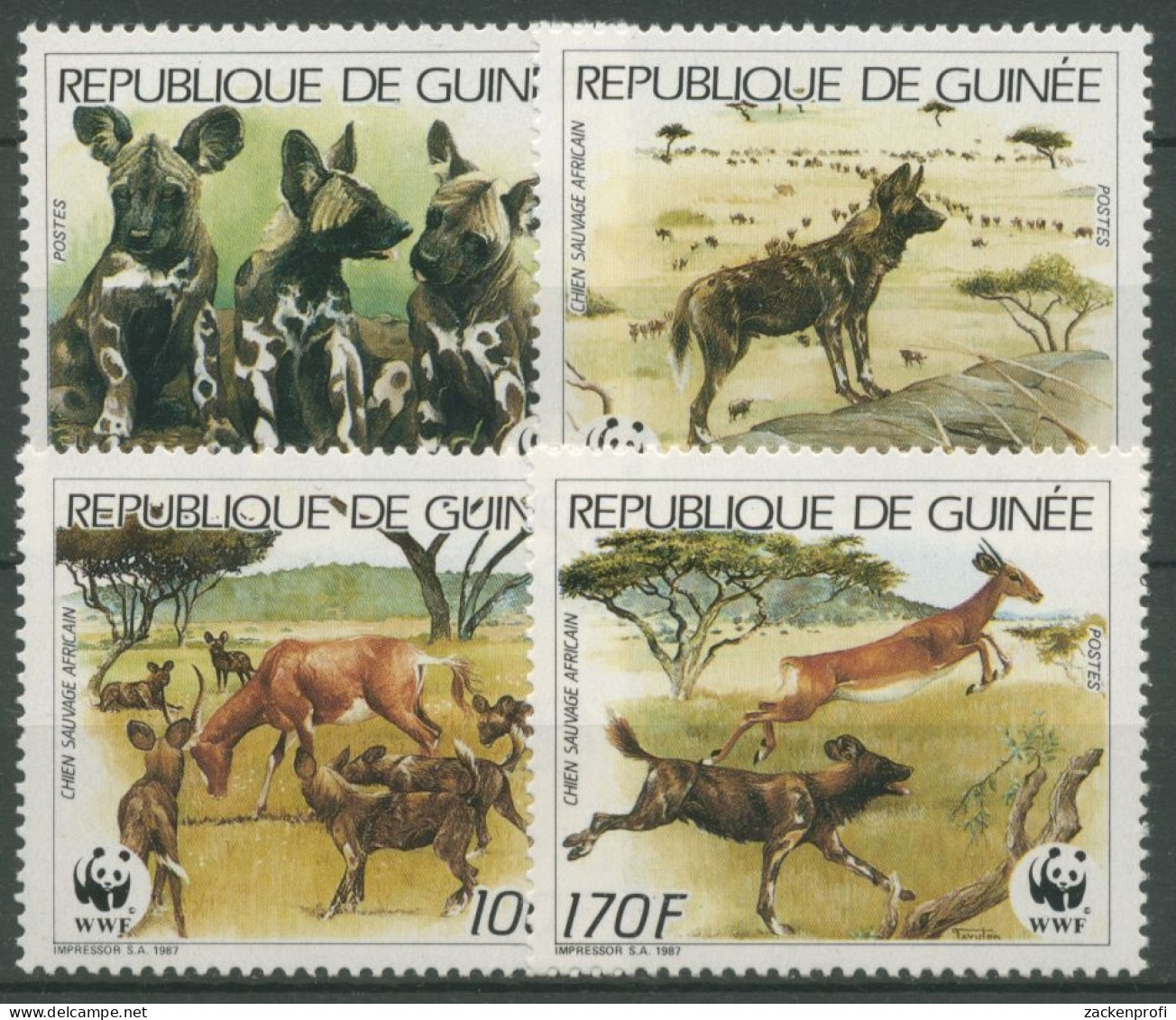 Guinea 1987 WWF Naturschutz Afrikanischer Wildhund 1194/97 A Postfrisch - Guinea (1958-...)