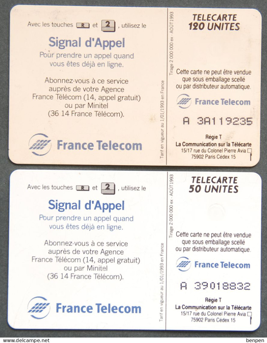 Télécartes SIGNAL D'APPEL 10F Par Mois 1993 Prendre Un Appel Déjà En Ligne 50U 120U Régie T France Télécom - Ohne Zuordnung