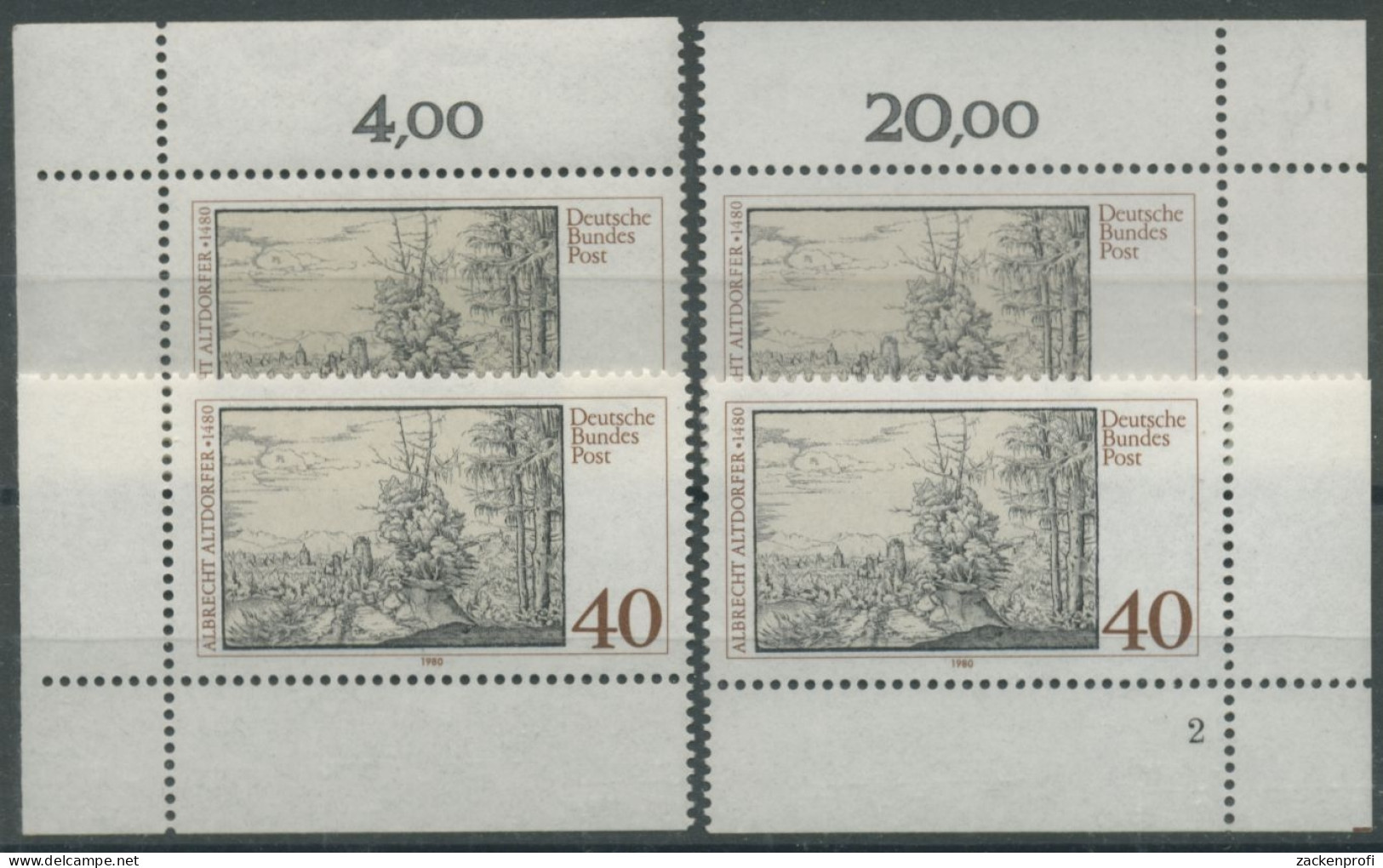 Bund 1980 500. Geb. Albrecht Altdorfer1067 Alle 4 Ecken Postfrisch (E62) - Neufs