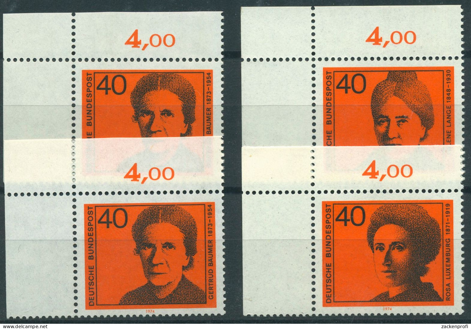 Bund 1974 Bedeutende Deutsche Frauen 791/94 Ecke 1 Oben Links Postfrisch (E518) - Unused Stamps