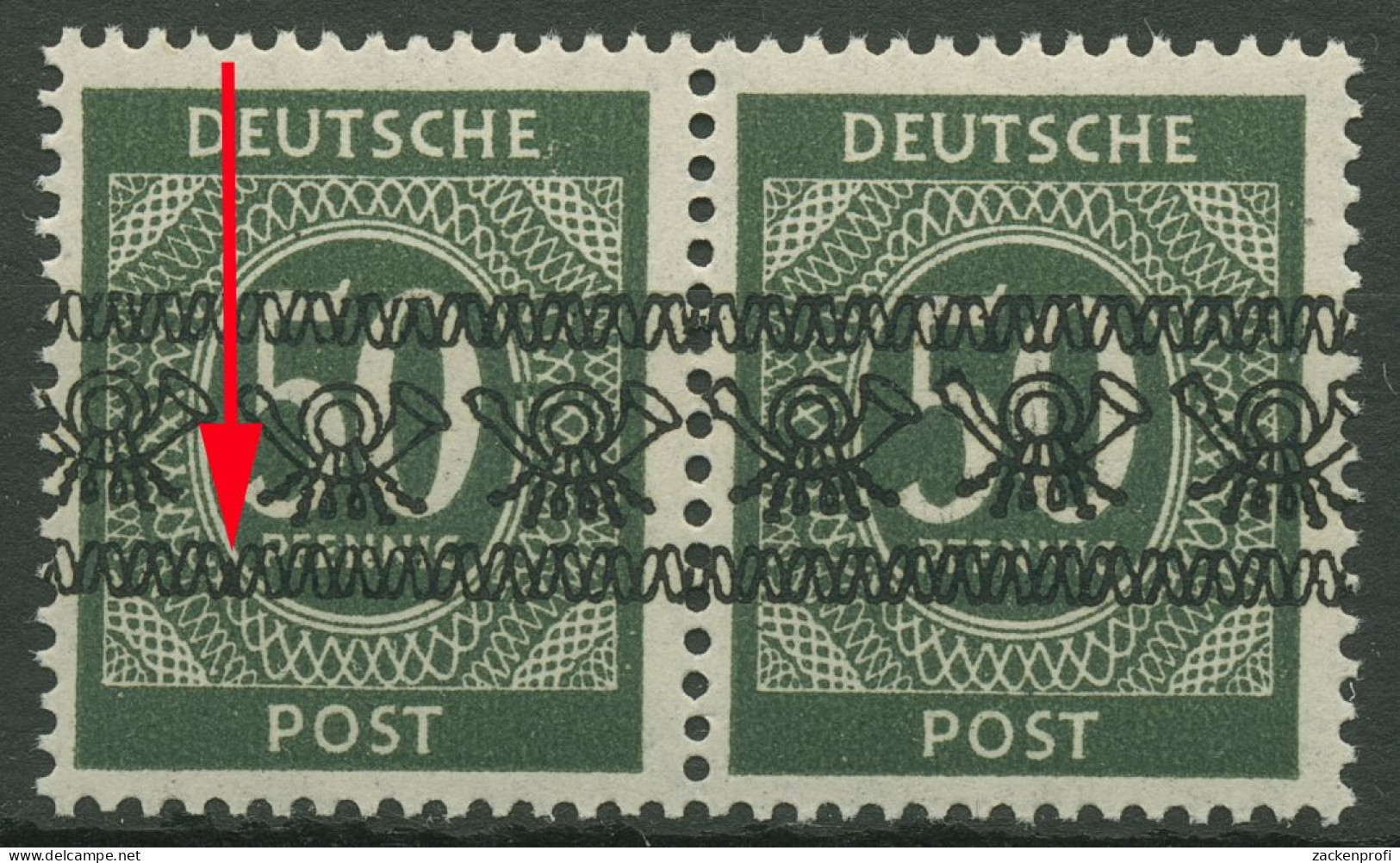 Bizone 1948 Ziffern Mit Bandaufdruck Aufdruckfehler 66 Ia AF PI Paar Postfrisch - Postfris