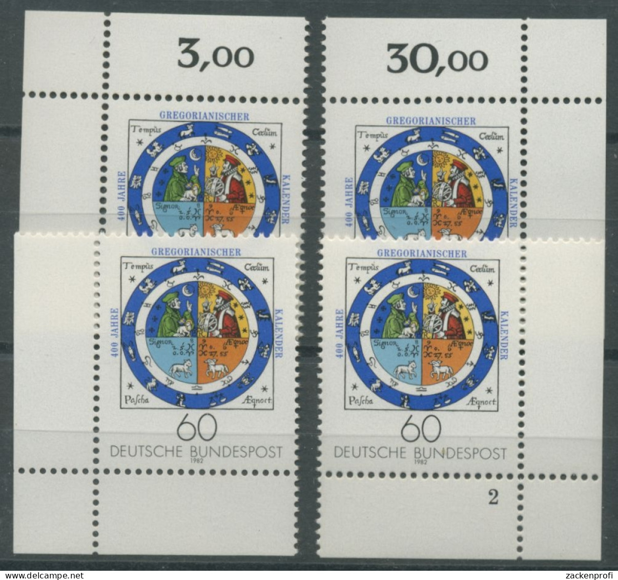 Bund 1982 400 Jahre Gregorianischer Kalender 1155 Alle 4 Ecken Postfrisch (E182) - Ongebruikt