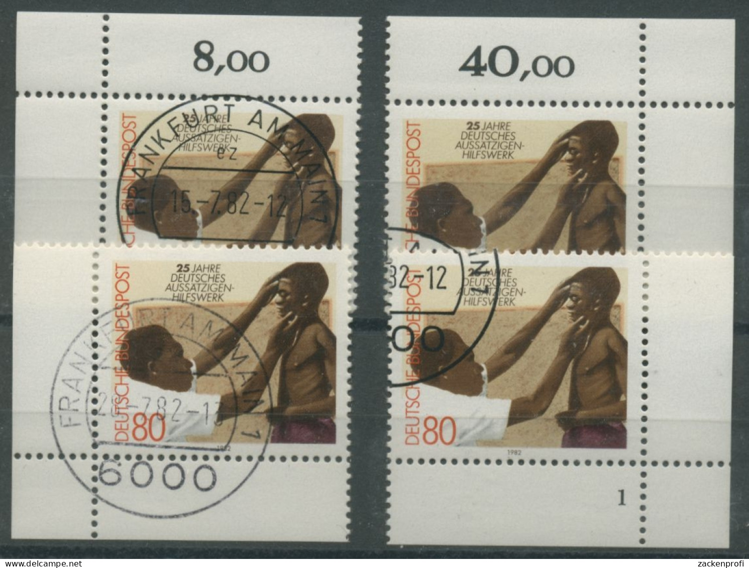 Bund 1982 25 J. Deutsches Aussätzigen-Hilfswerk 1146 Alle 4 Ecken Gest. (E166) - Used Stamps