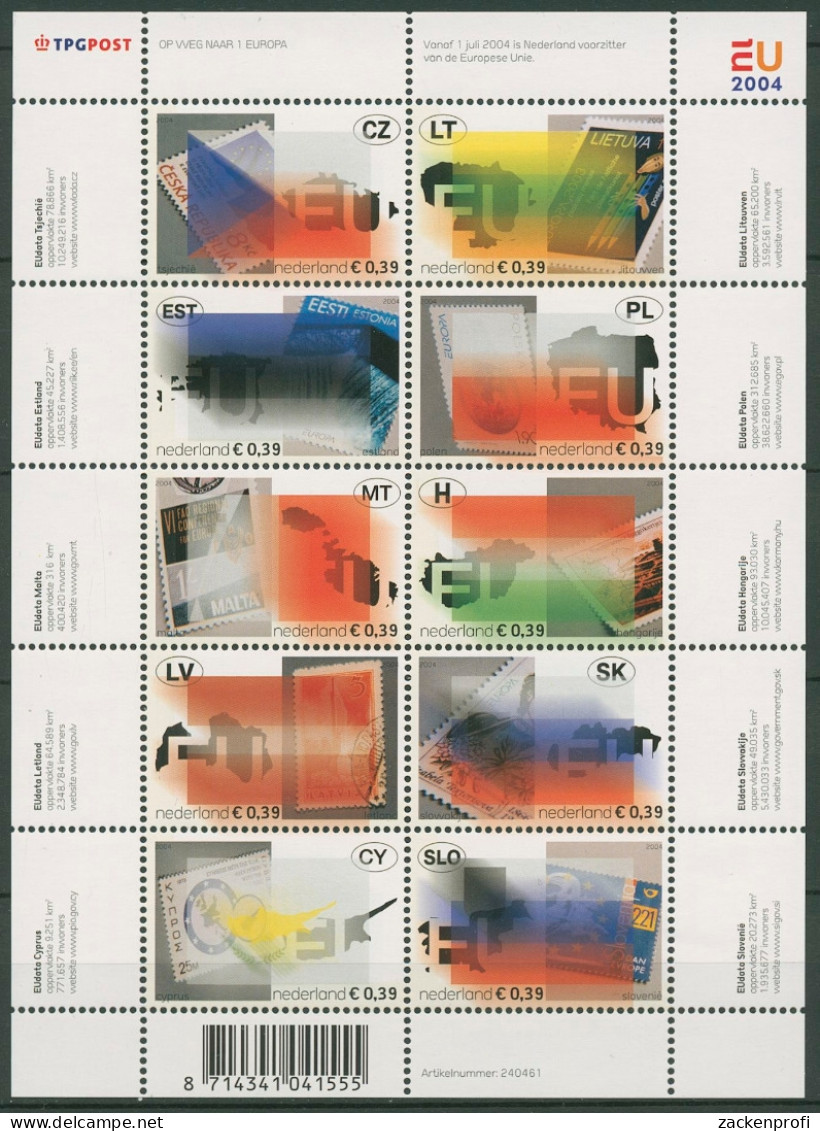 Niederlande 2004 Europäische Union EU Kleinbogen 2205/14 K Postfrisch (C95872) - Ongebruikt