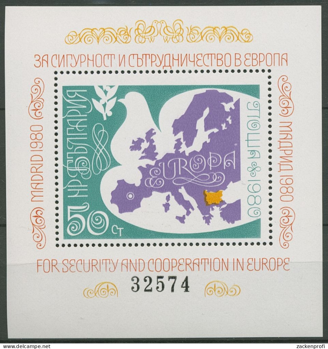 Bulgarien 1980 KSZE Madrid Friedenstaube Block 106 Postfrisch (C94906) - Blocs-feuillets