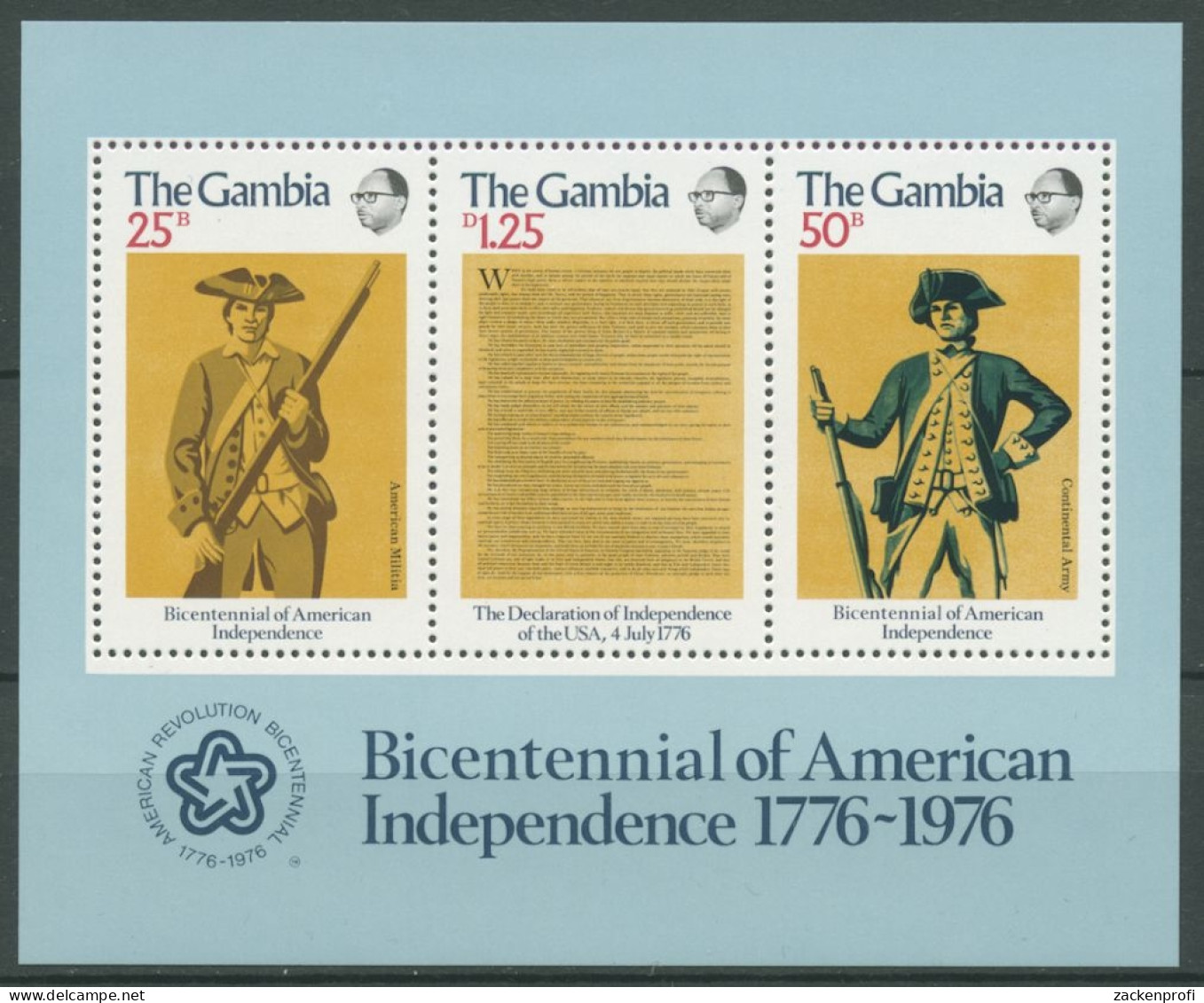 Gambia 1976 200 Jahre Unabhängigkeit Der USA Block 1 Postfrisch (C27013) - Gambie (1965-...)