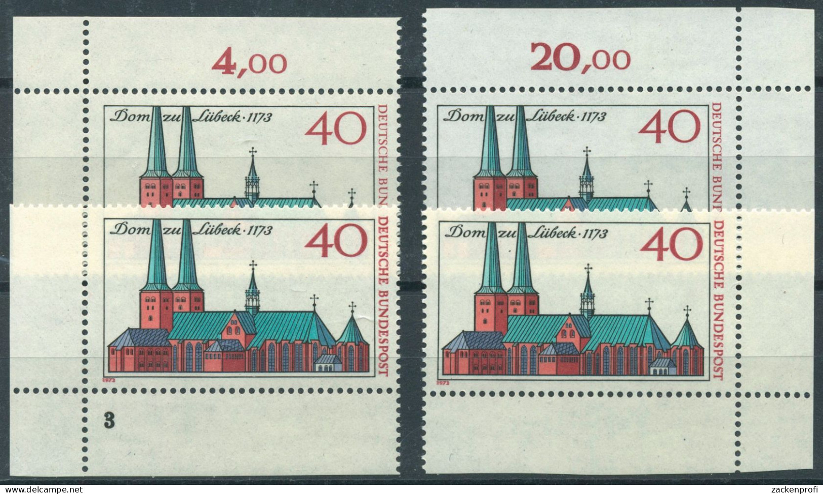 Bund 1973 800 Jahre Dom Zu Lübeck 779 Alle 4 Ecken Postfrisch (E336) - Nuovi