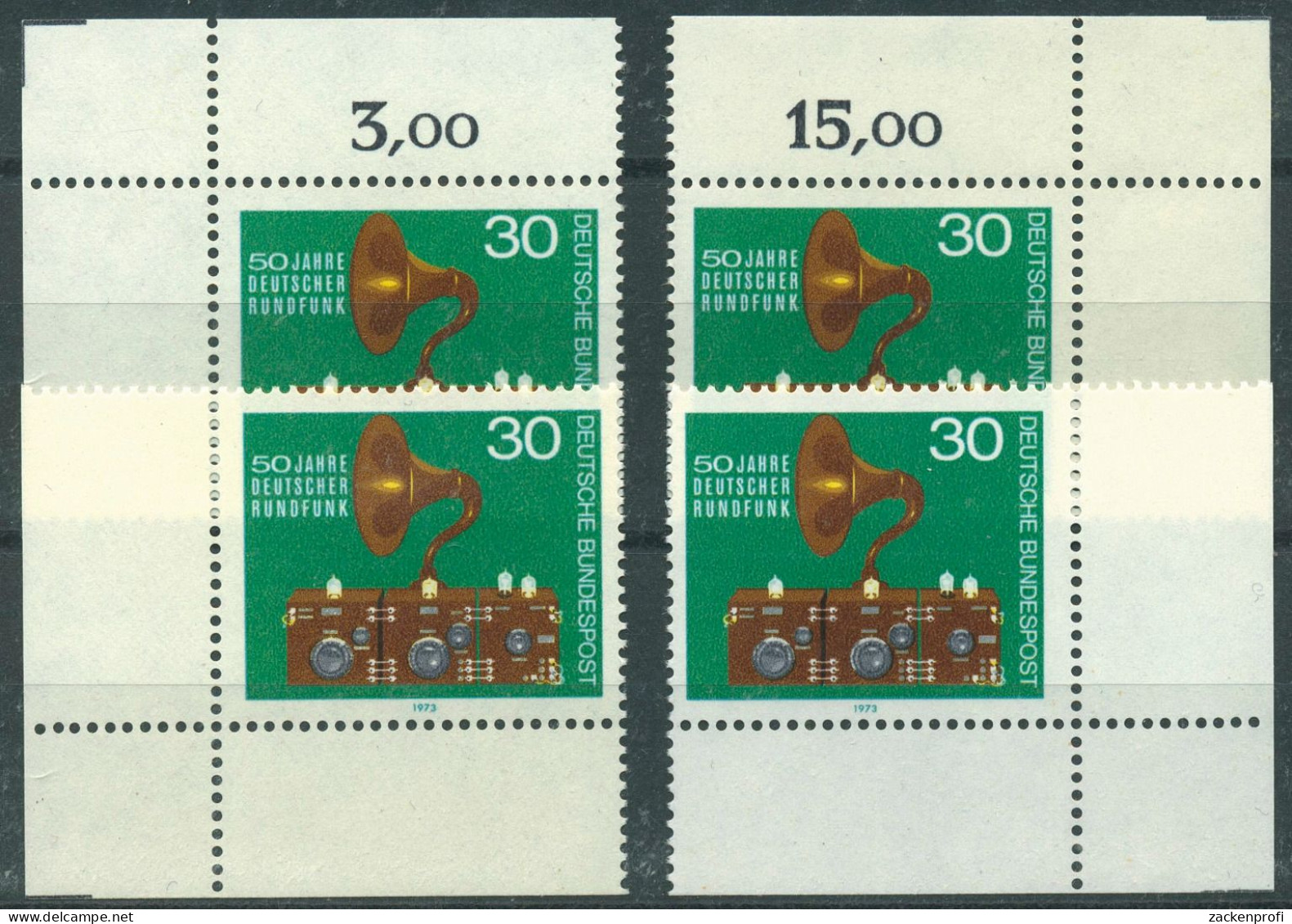 Bund 1973 50 Jahre Deutscher Rundfunk 786 Alle 4 Ecken Postfrisch (E346) - Unused Stamps