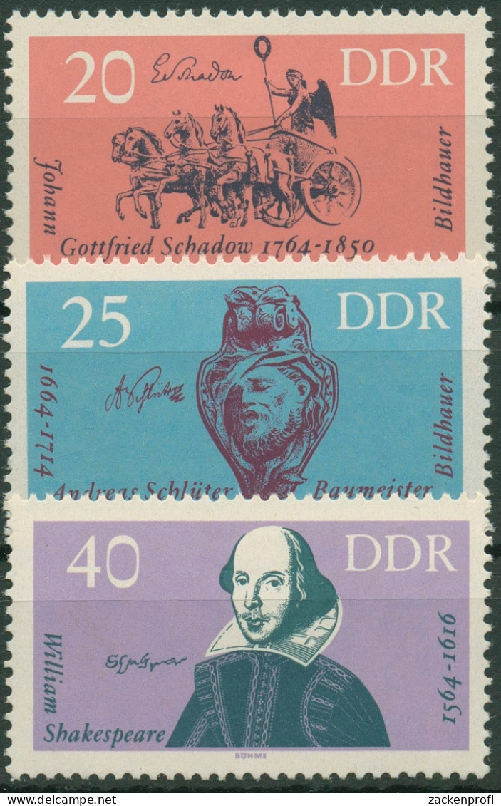 DDR 1964 Künstler Quadriga William Shakespeare 1009/11 Postfrisch - Ungebraucht